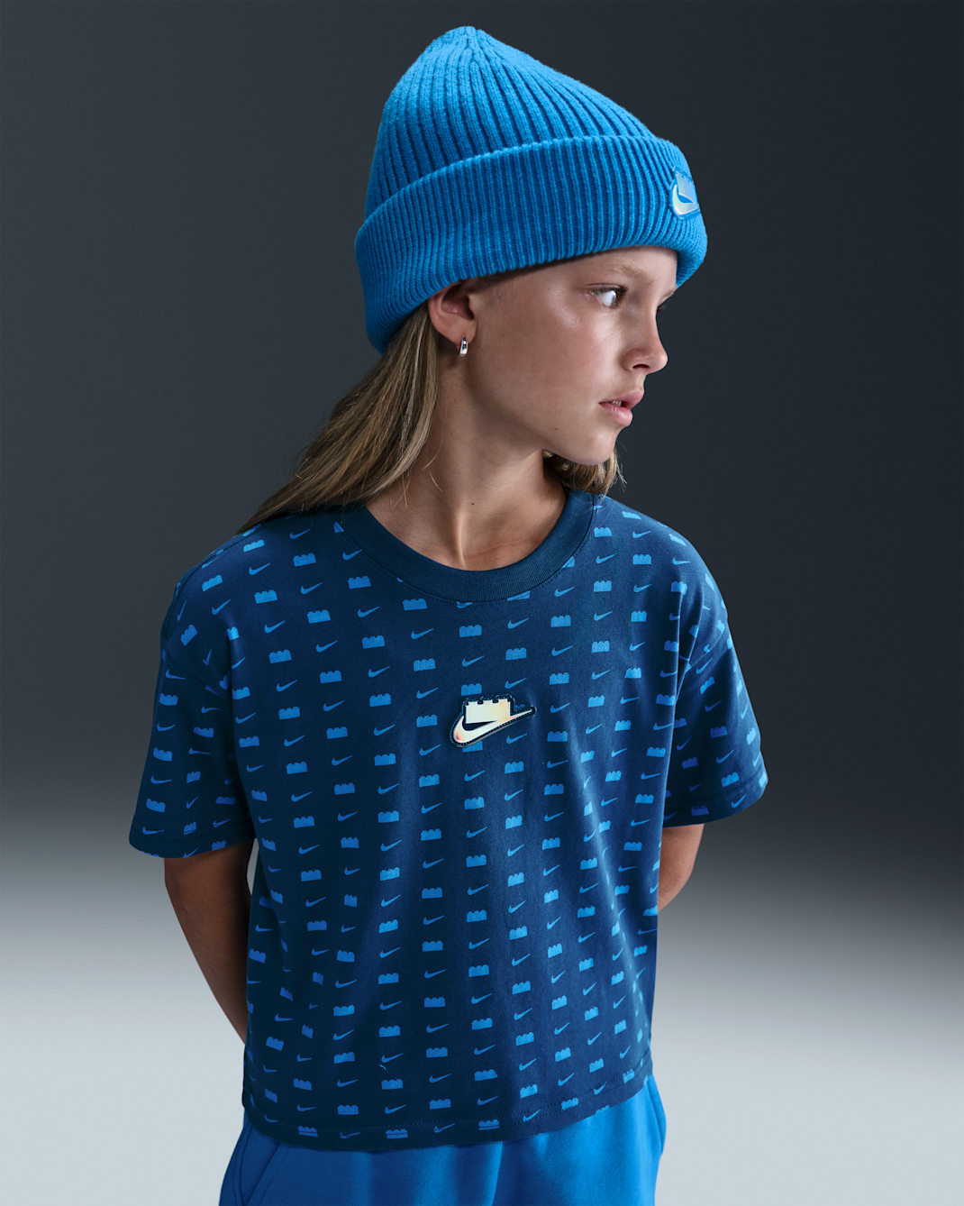 Nike x LEGO® Collection Girls' Cropped T-Shirt - Brave Blue