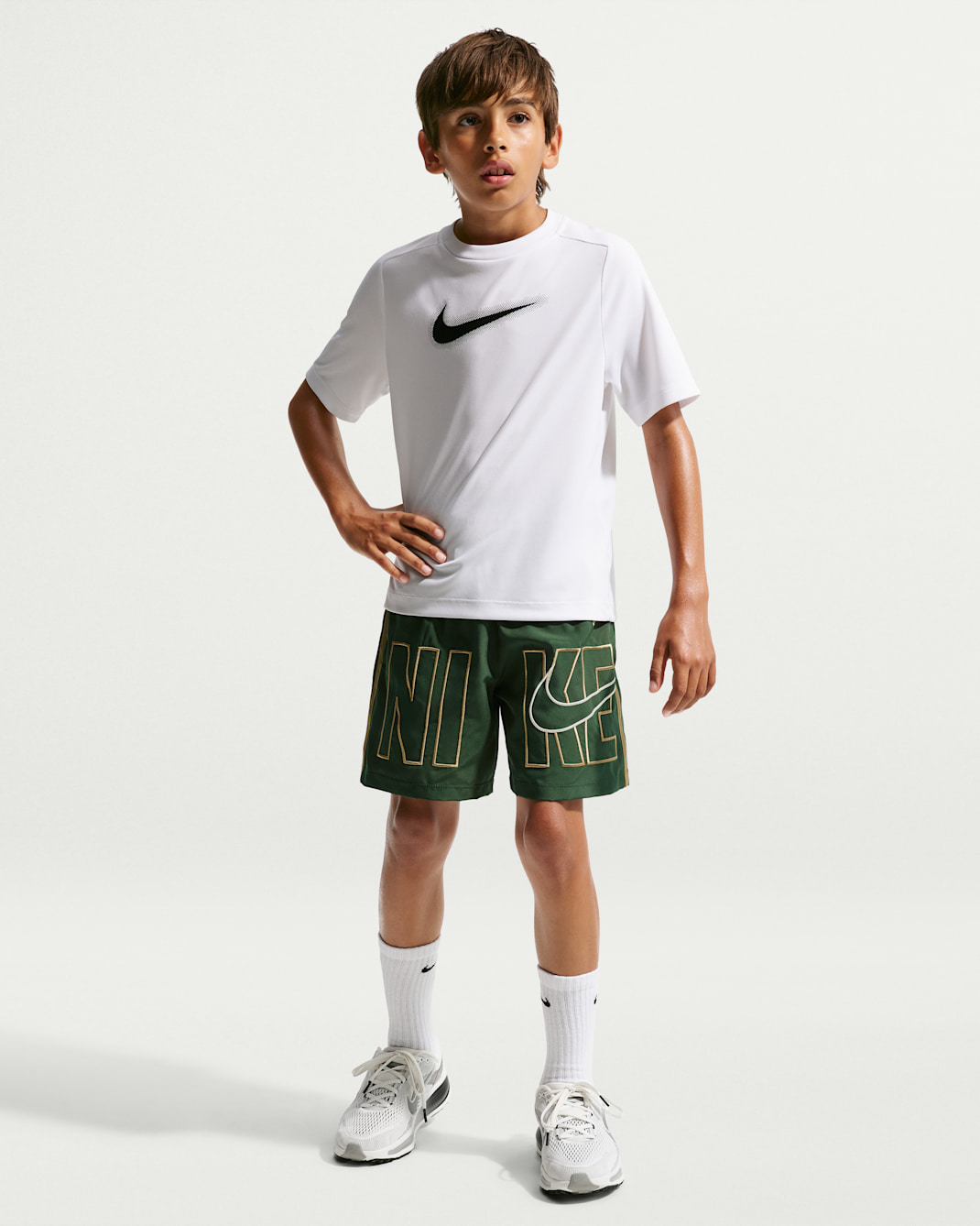 Nike Multi Big Kids' (Boys') Dri-FIT Training Shorts - Fir/Filbert/Chalk