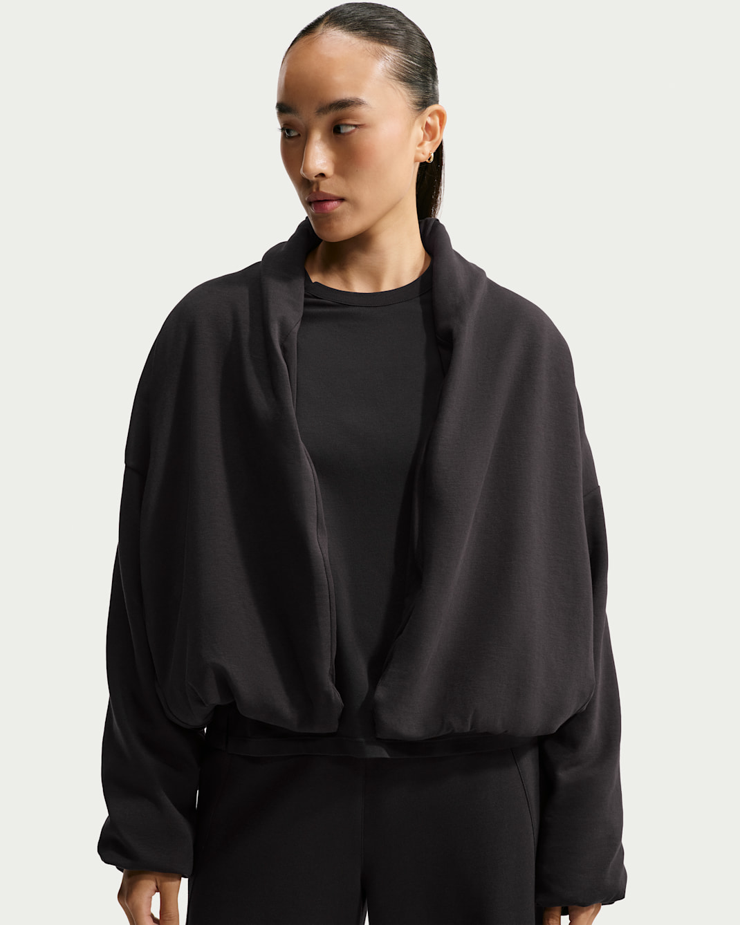 Nike 24.7 ImpossiblySoft Plush Women's Therma-FIT Shawl Jacket - Black/Dark Smoke Grey