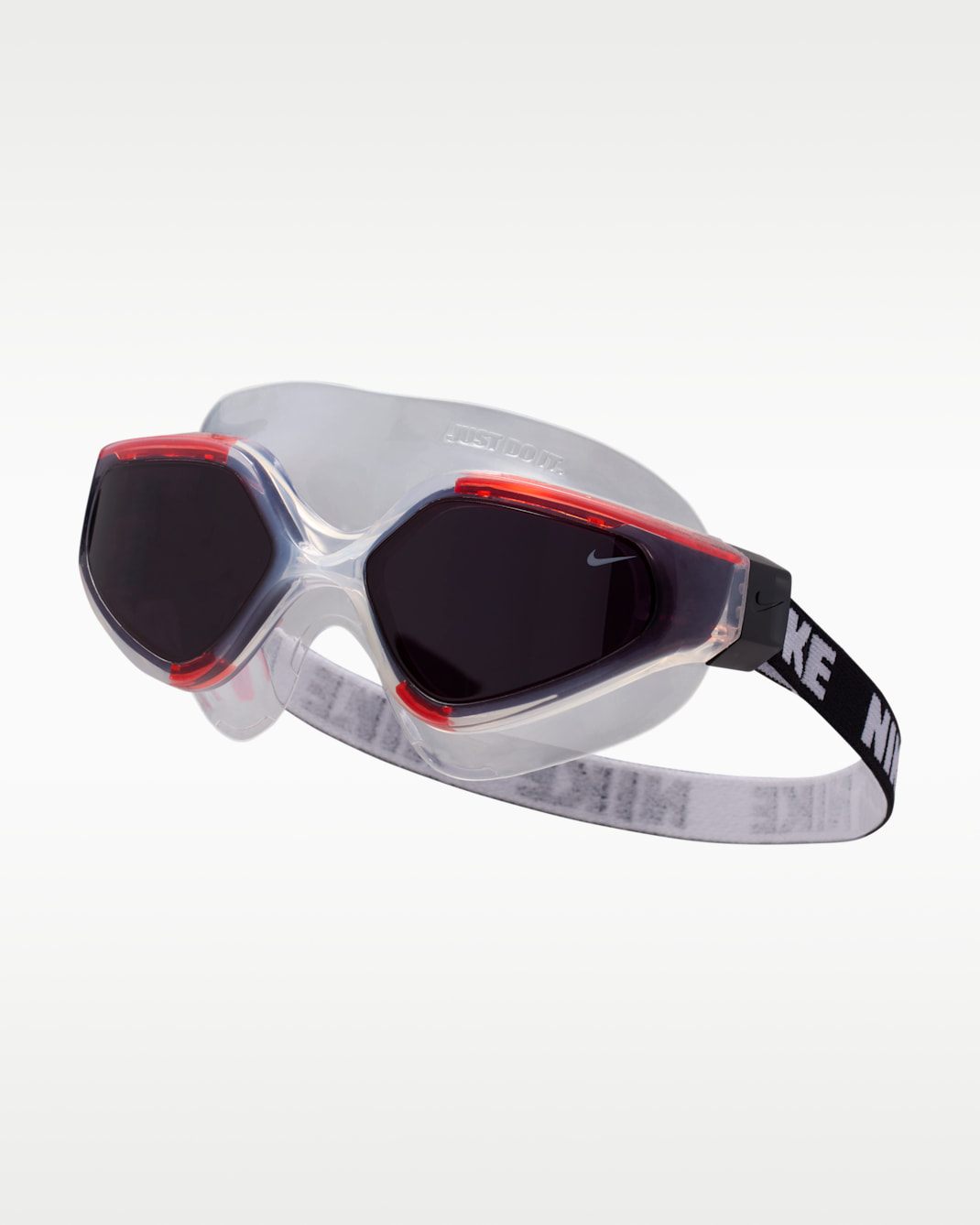 Goggles tipo máscara para natación Nike Expanse - Rojo picante/Transparente/Humo oscuro/Blanco