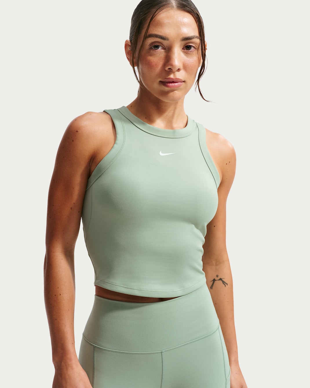 Nike One Fitted Women's Dri-FIT Cropped Tank Top - Steam/White
