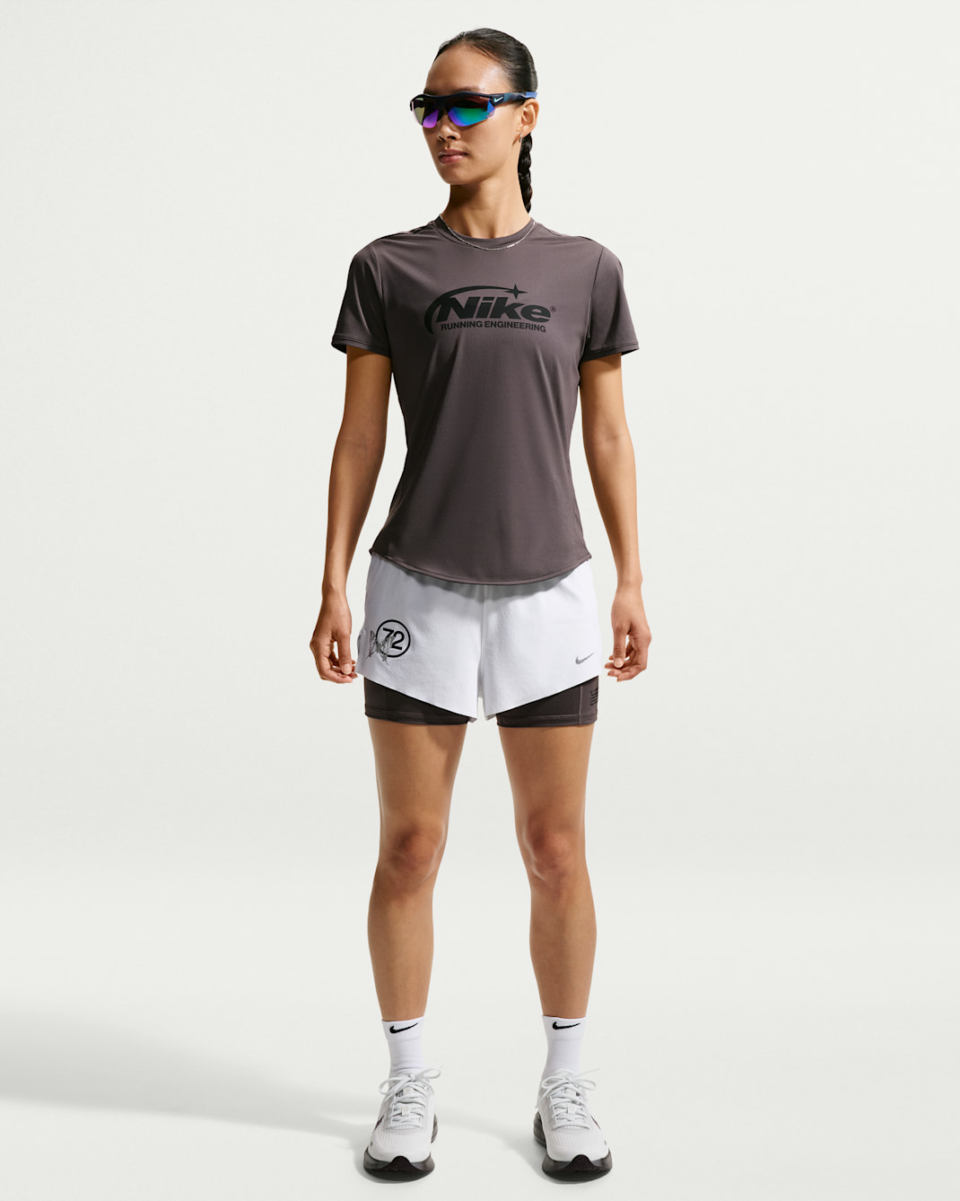 Nike Swift Women's Dri-FIT Mid-Rise 2-in-1 Running Shorts - White/Medium Ash