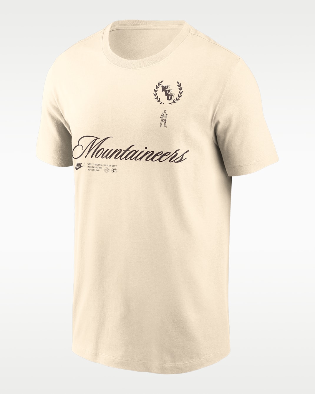 West Virginia Script Men's Nike College T-Shirt - Natural