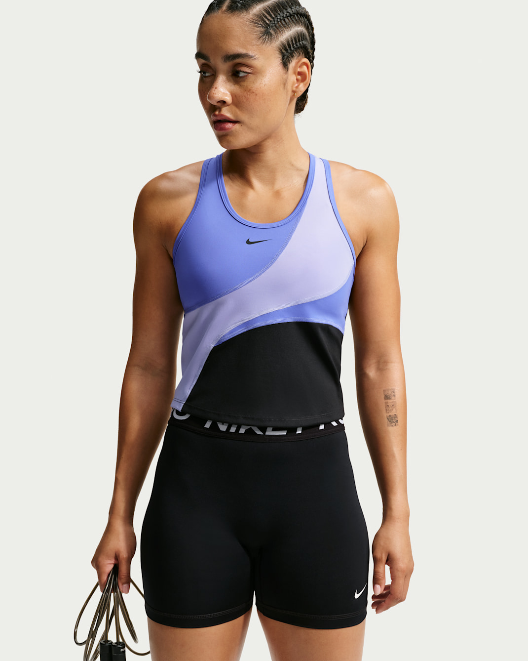 Nike Pro Women's Dri-FIT Tank Top - Black/Light Thistle/Sapphire/Black