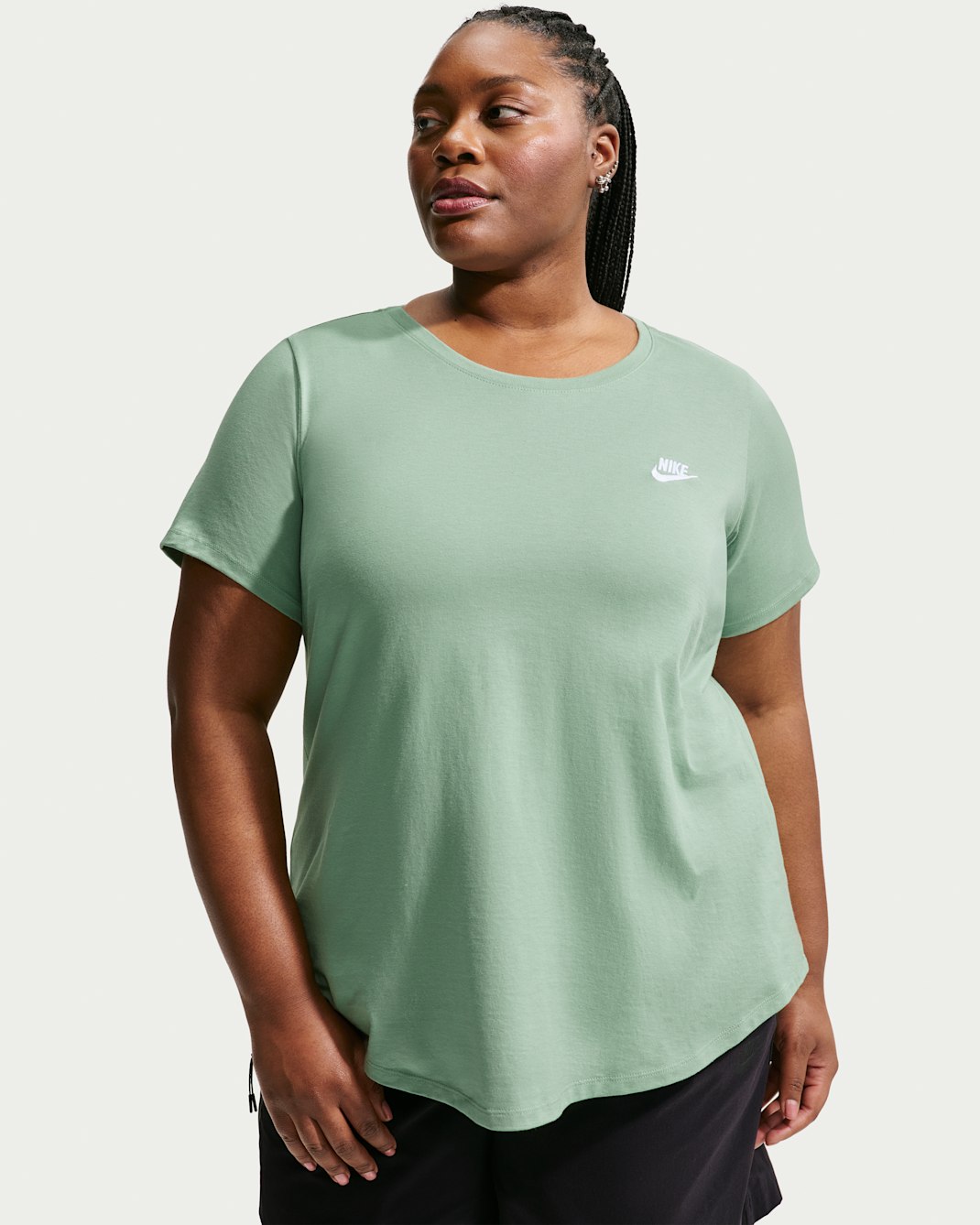Nike Sportswear Club Essentials Women's T-Shirt (Plus Size) - Steam/White