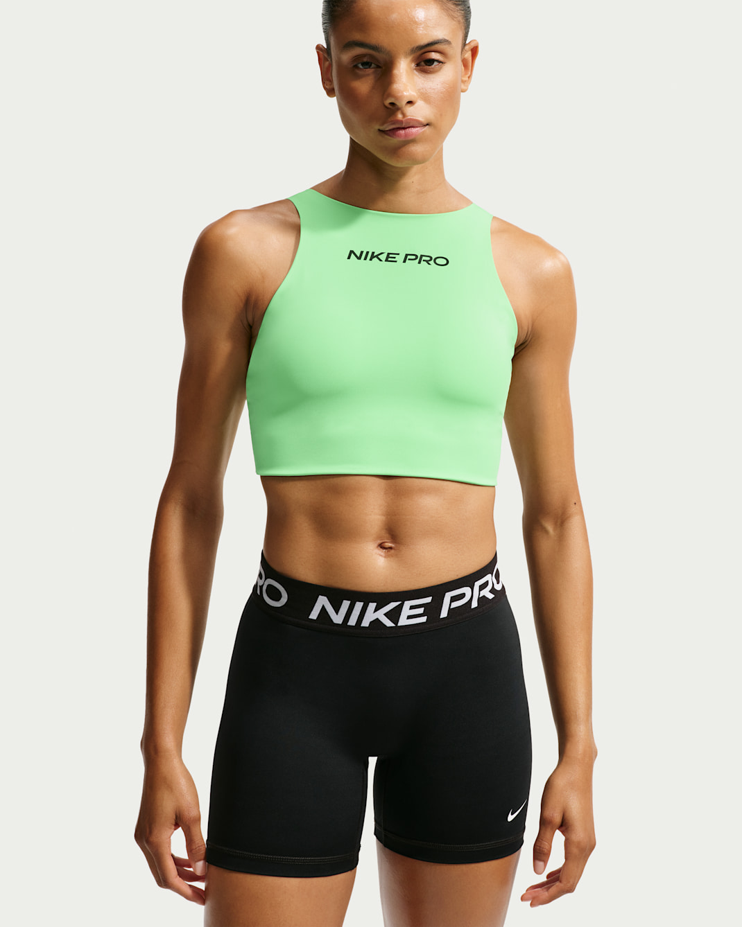 Brassière de sport rembourrée à maintien normal Nike Pro Sculpt pour femme - Illusion Green/Noir