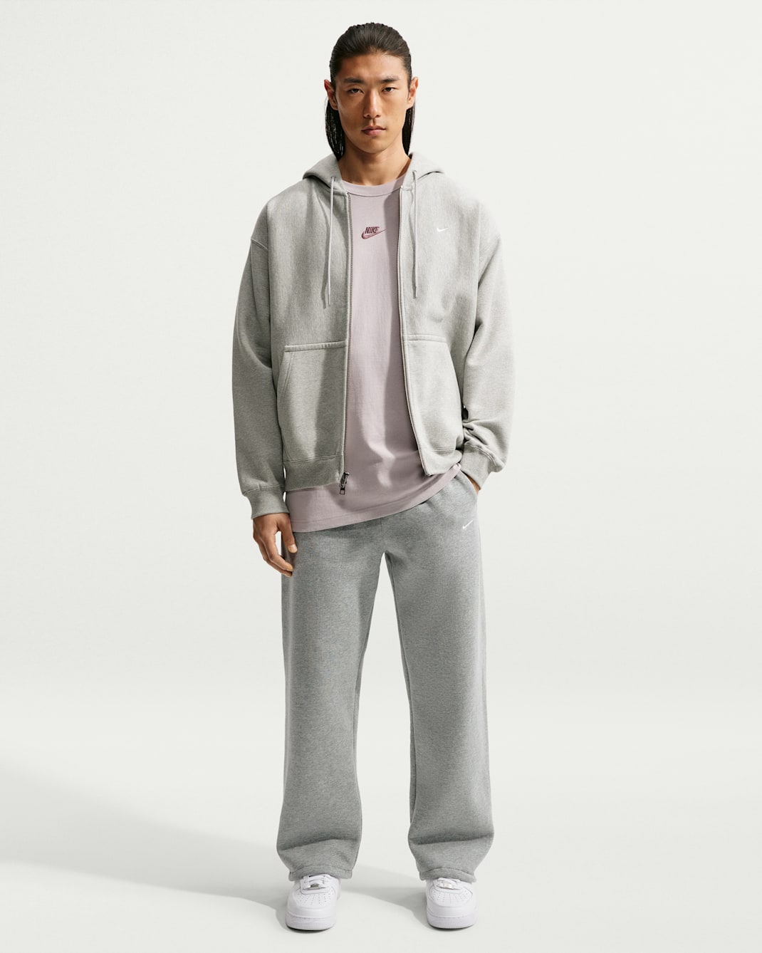 Nike Solo Fleece bukse med strikk til herre - Dark Grey Heather/Sail