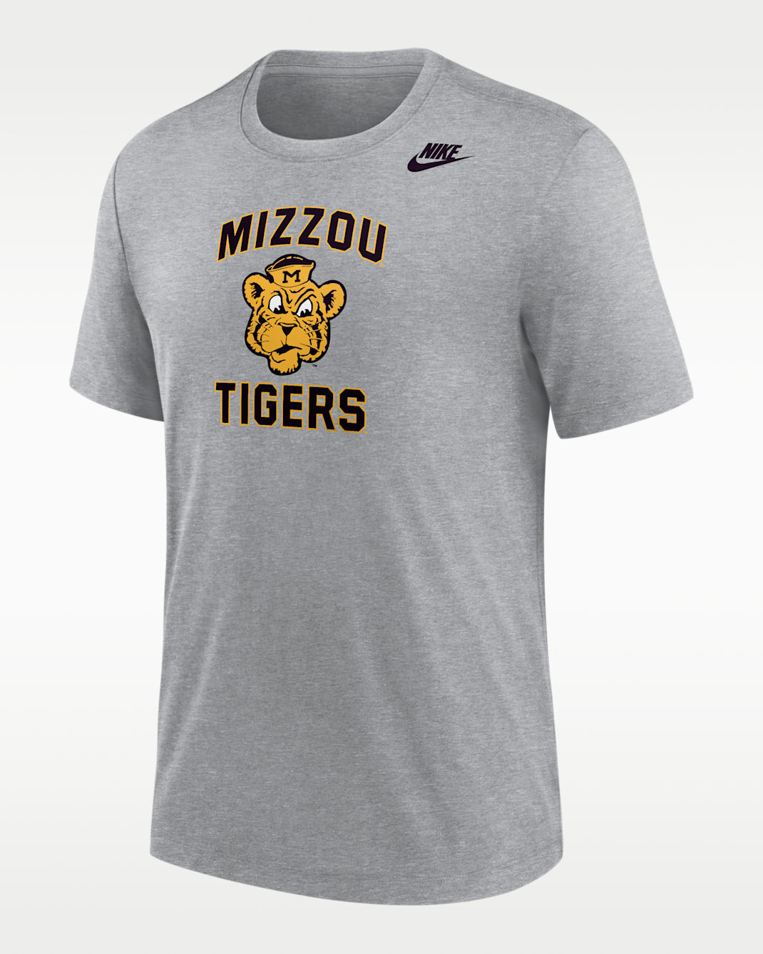 Playera de futbol americano Nike Tri-blend para hombre Missouri Tigers - Gris oscuro jaspeado