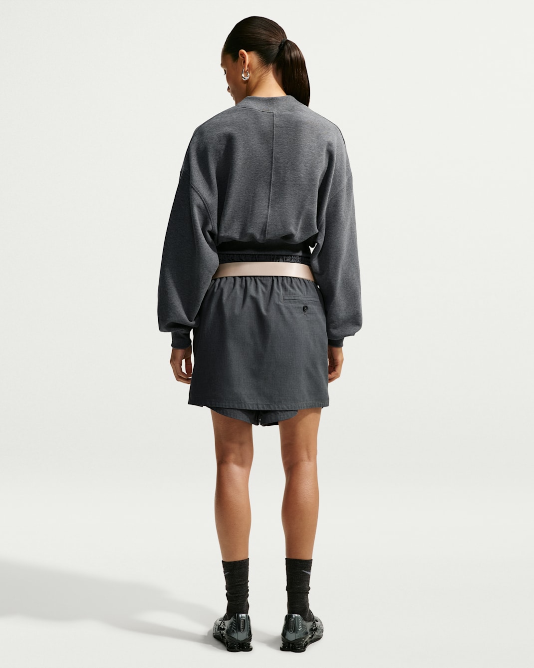 Nike Studio Fleece Lightweight "French Terry" Women's Oversized Cropped Pleated Crew