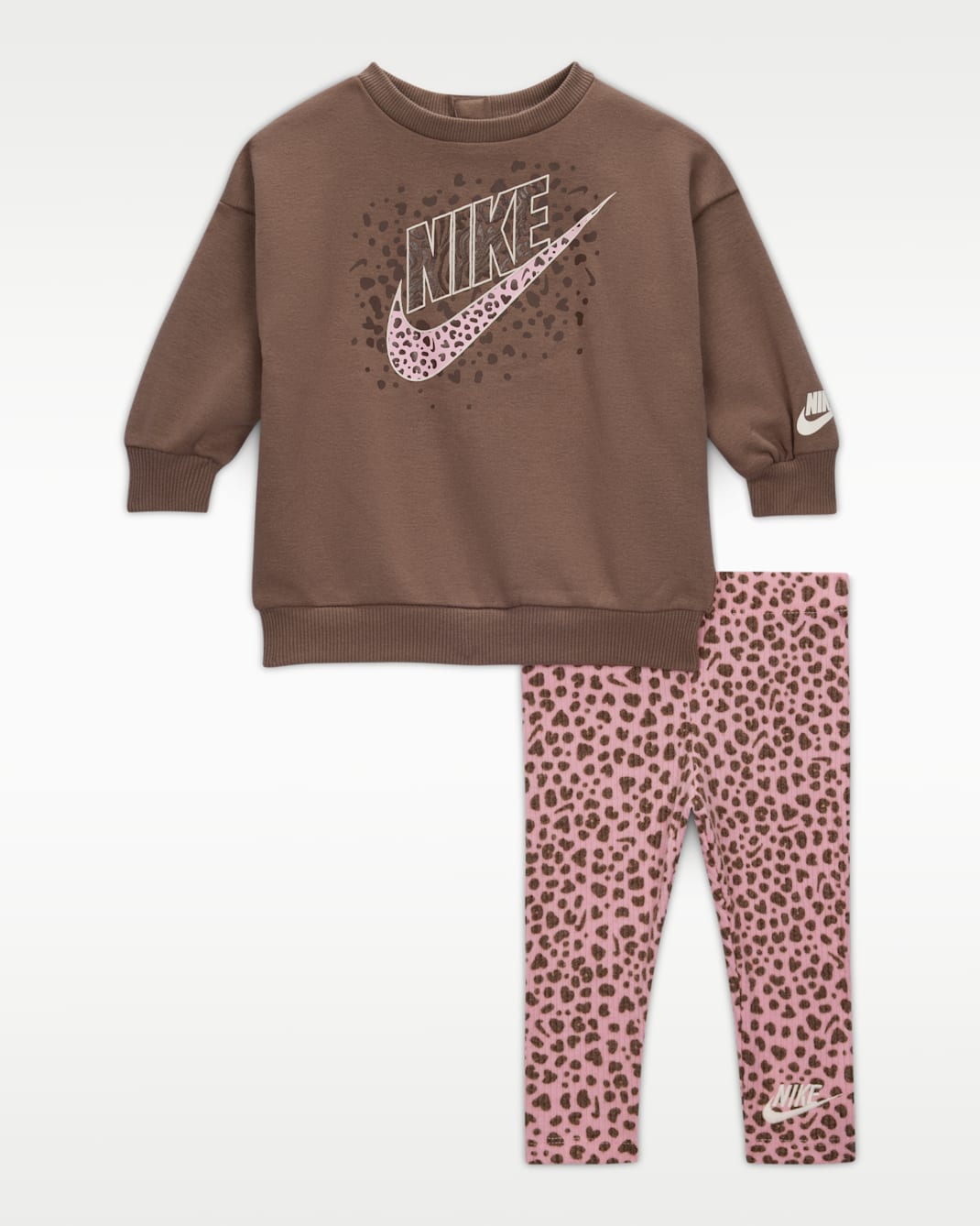 Nike Wild Warmth-babysæt med crewtrøje og leggings (12-24 M) - Medium Soft Pink
