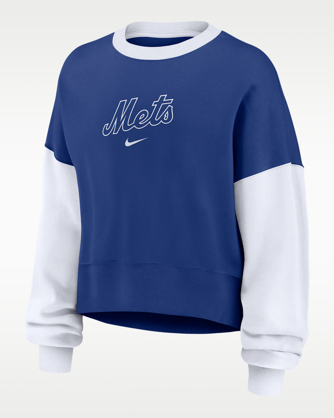 Sudadera de cuello redondo sin cierre Nike de la MLB para mujer New York Mets Primary - Azul enérgico