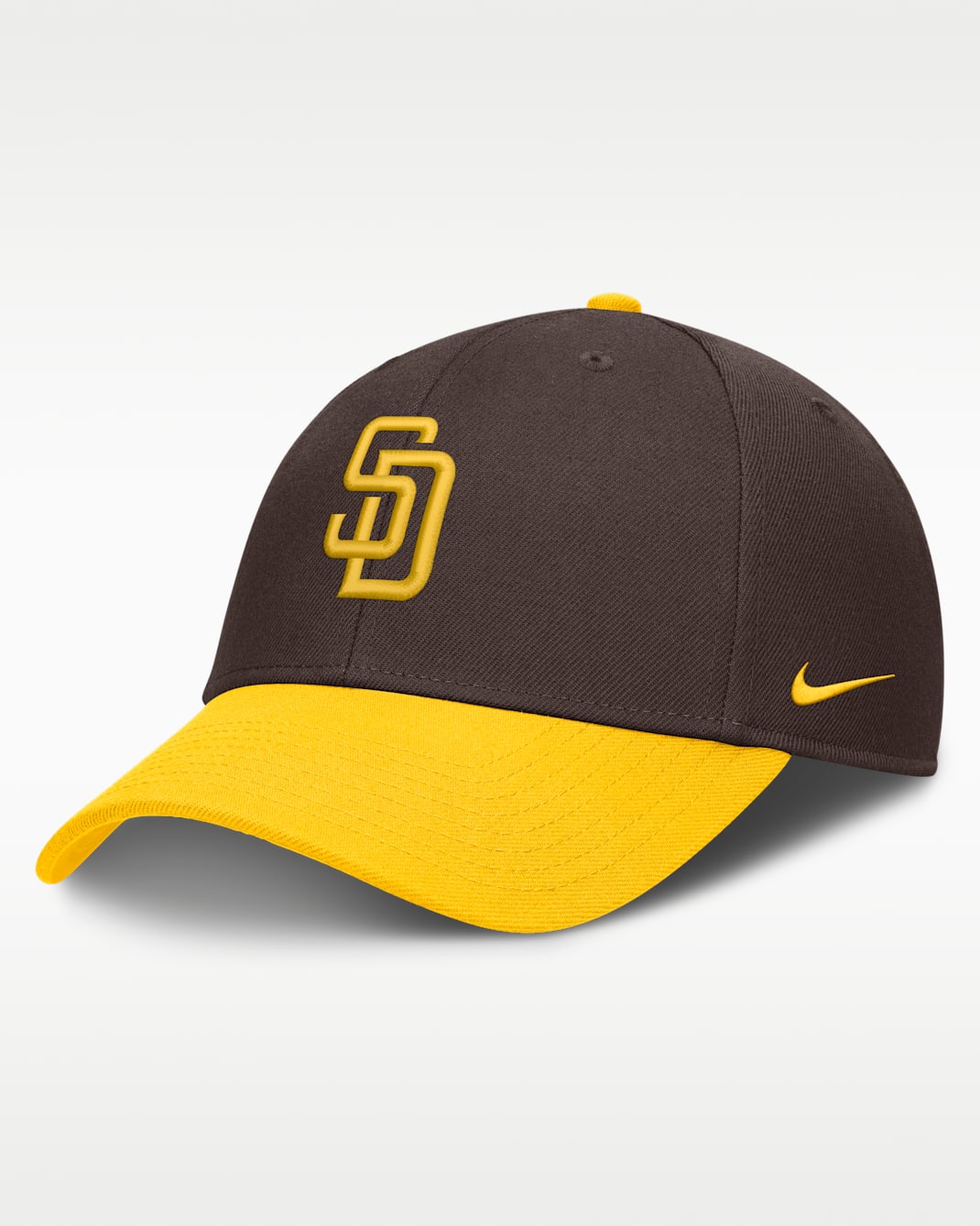 Gorra con broche a presión Nike de la MLB Evergreen para hombre San Diego Padres - Ceniza oscuro/Amarillo