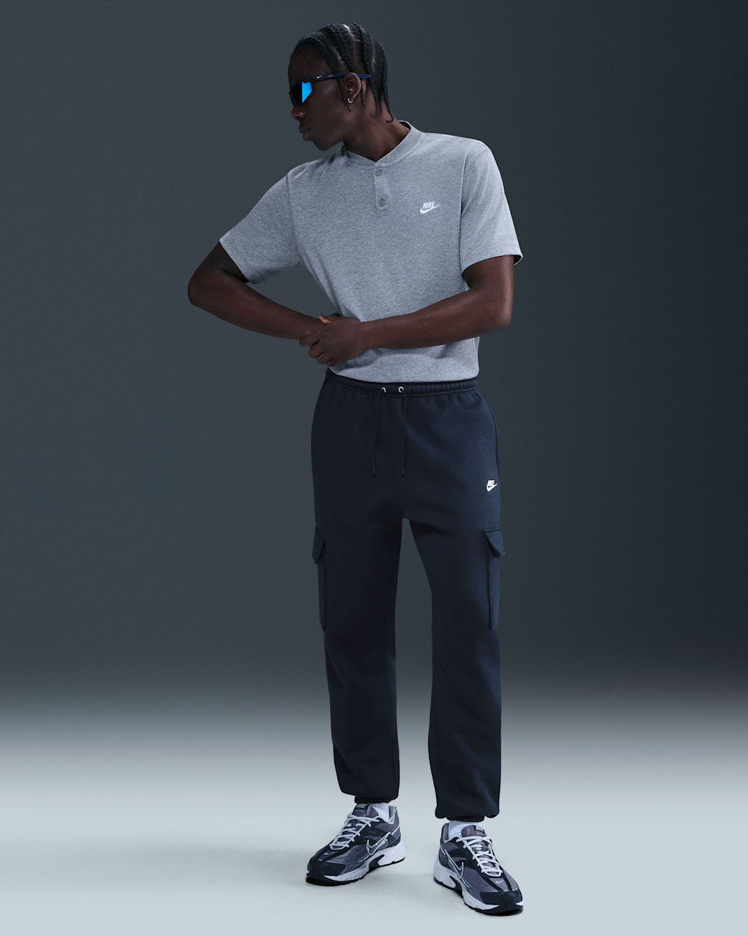 Nike Club Men's Fleece Cargo Pants - Obsidian/Obsidian/White
