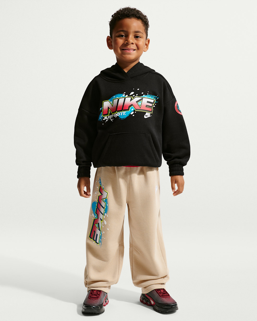 Nike Sportswear Little Kids' Snow Motion Fleece Pullover Hoodie 2-Piece Set - Linen