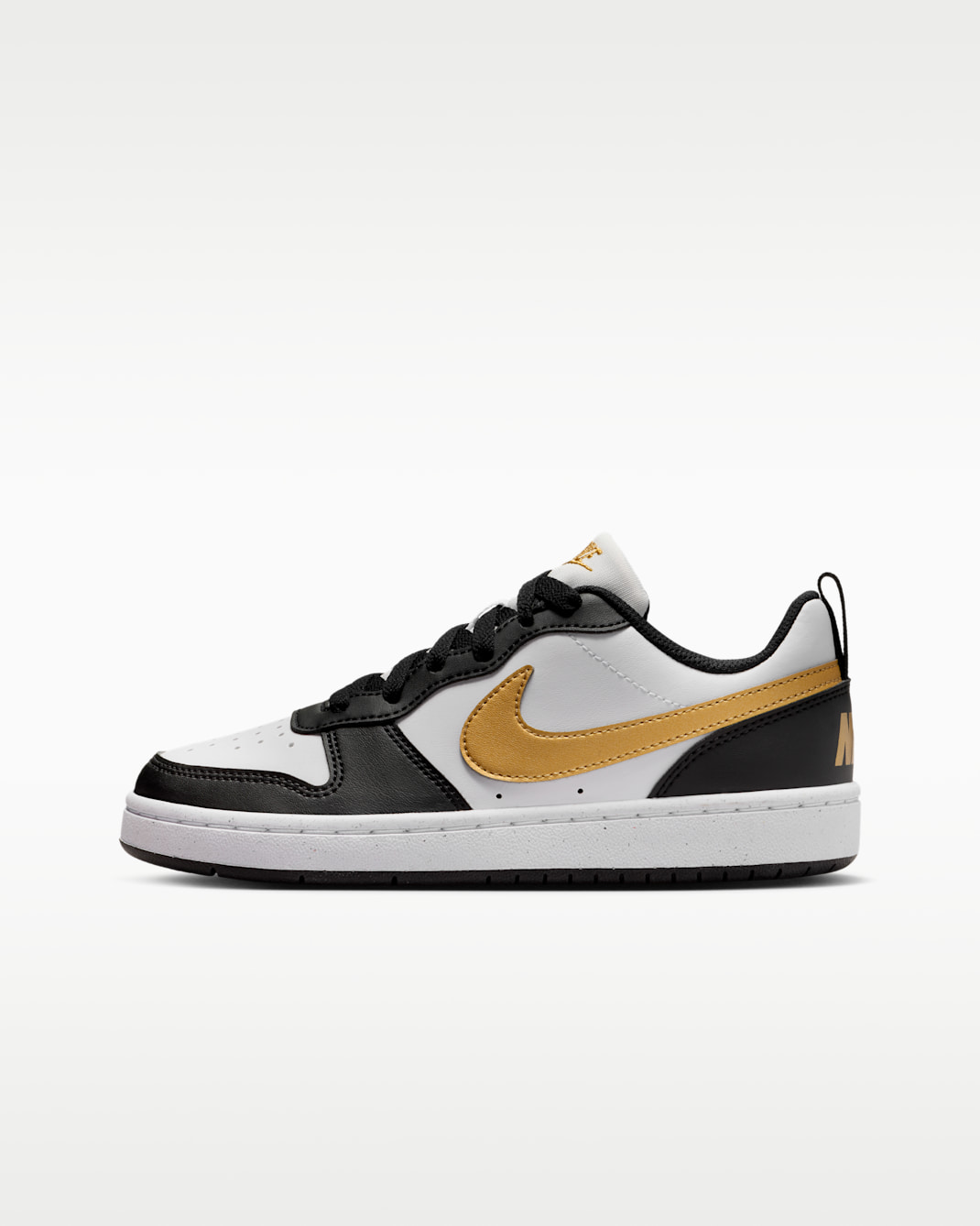 Tenis para niños grandes Nike Court Borough Low Recraft - Negro/Negro/Blanco/Oro metalizado