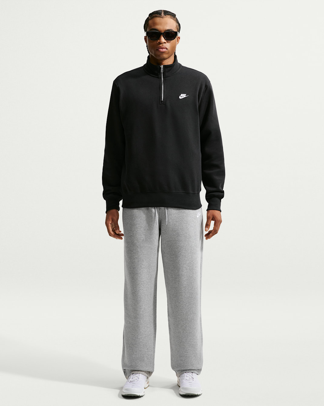 Nike Sportswear Club Men's Fleece Bungee Pants - Dark Grey Heather/Light Smoke Grey/White