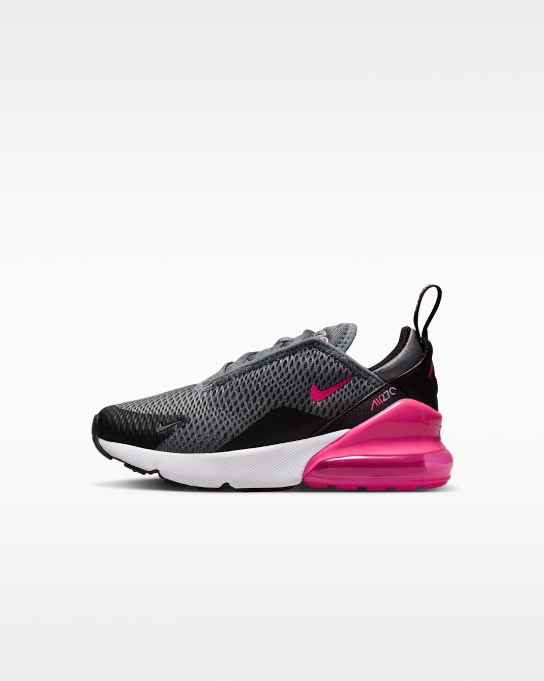 Tenis para niños de preescolar Nike Air Max 270 - Gris humo/Negro/Blanco/Hiperrosa