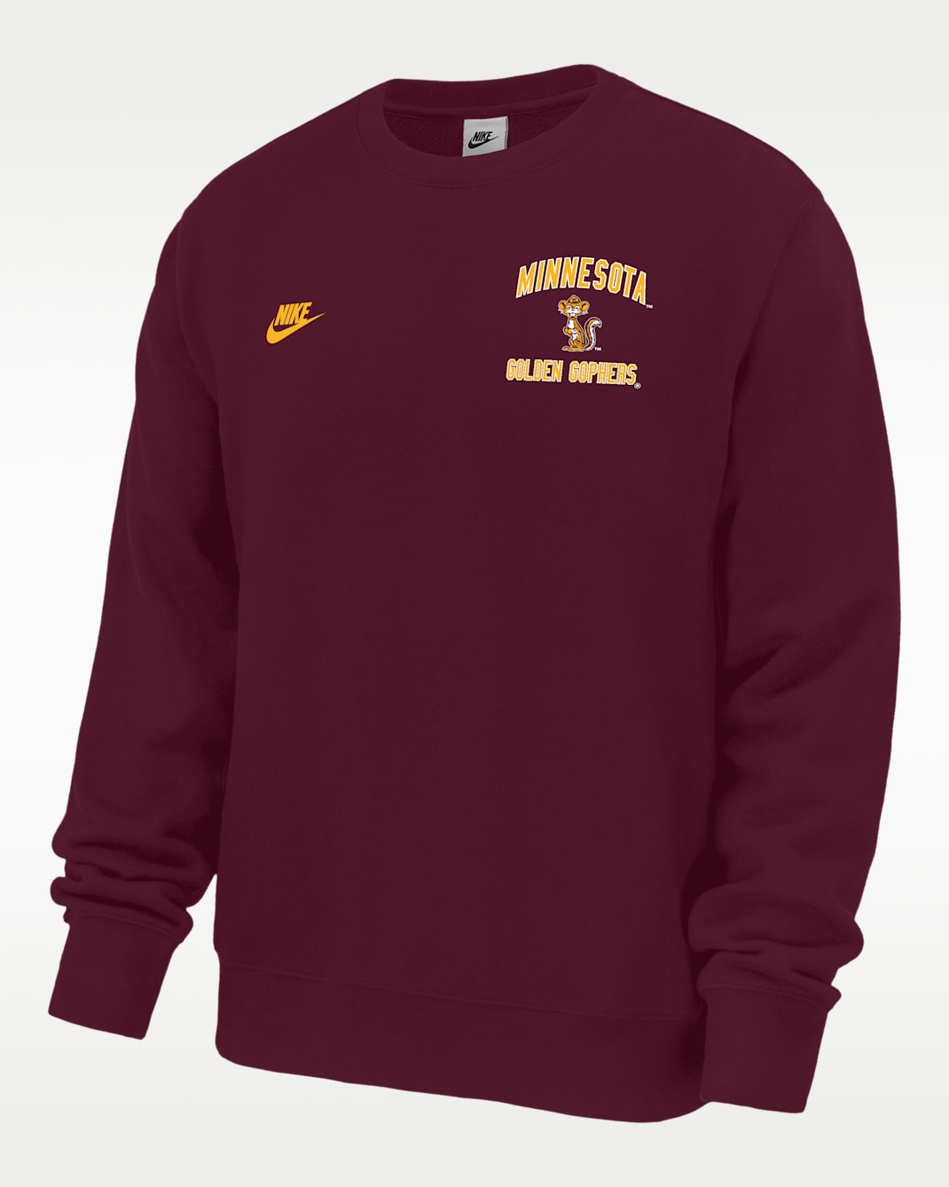 Sudadera de cuello redondo Nike Futbol de tejido Fleece para hombre Minnesota Golden Gophers Club - Castaña intenso