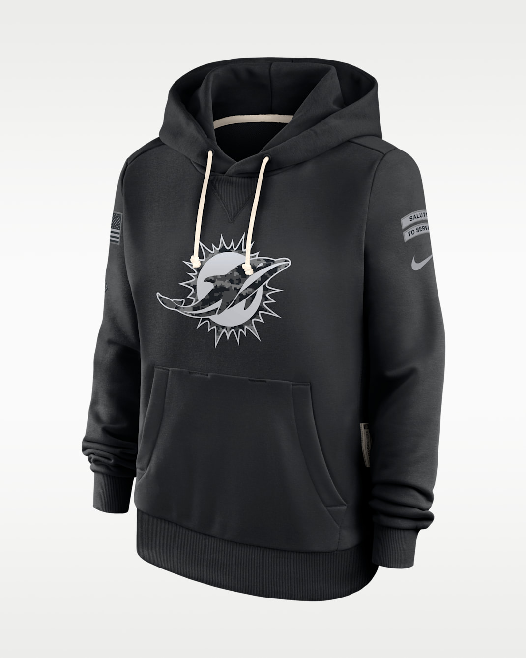 Sudadera con gorro sin cierre Nike Dri-FIT de la NFL para mujer Miami Dolphins Salute to Service Sideline - Negro