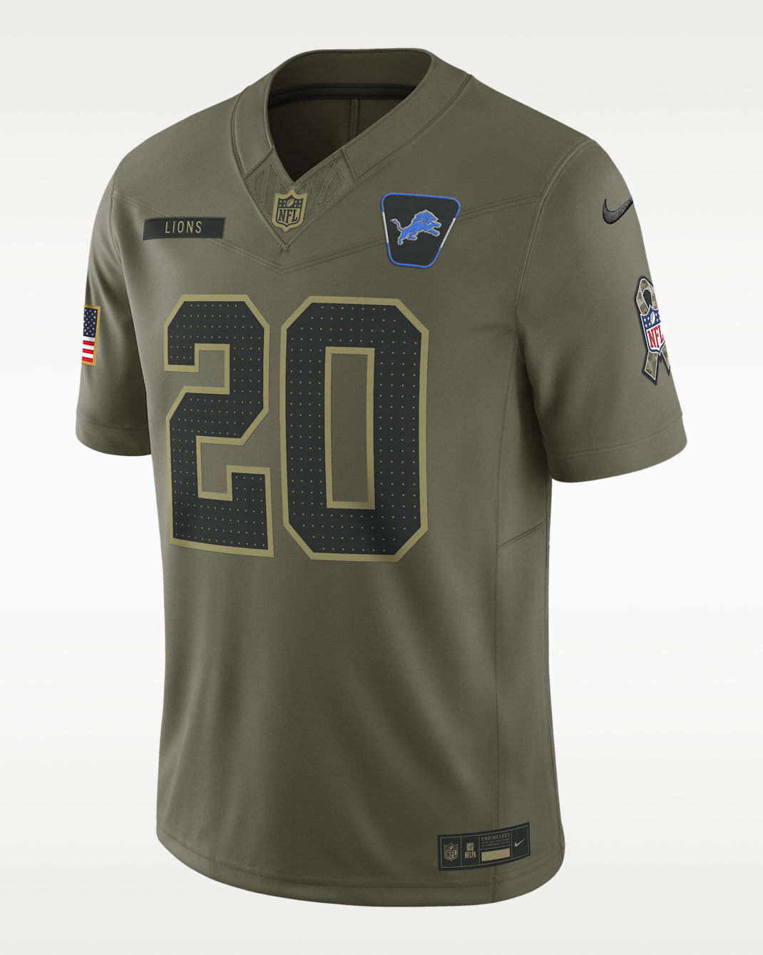 Barry Sanders Detroit Lions Salute to Service Retired Men's Nike Dri-FIT NFL Limited Jersey - Olive
