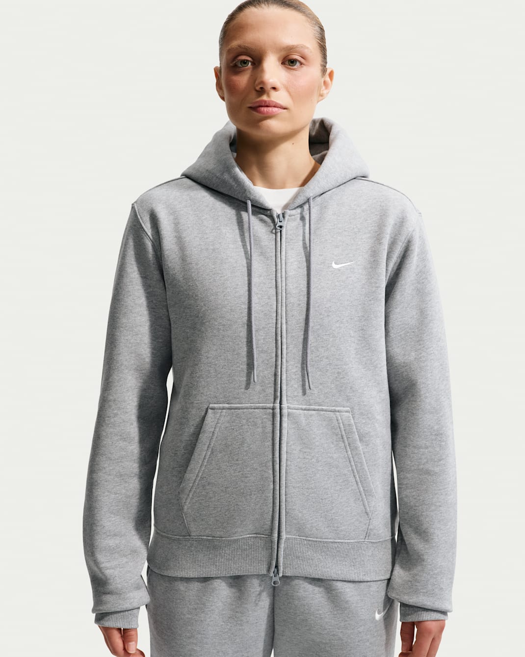Nike Studio Fleece Medium Weight Sudadera con capucha y cremallera completa - Mujer - Gris oscuro jaspeado/Sail