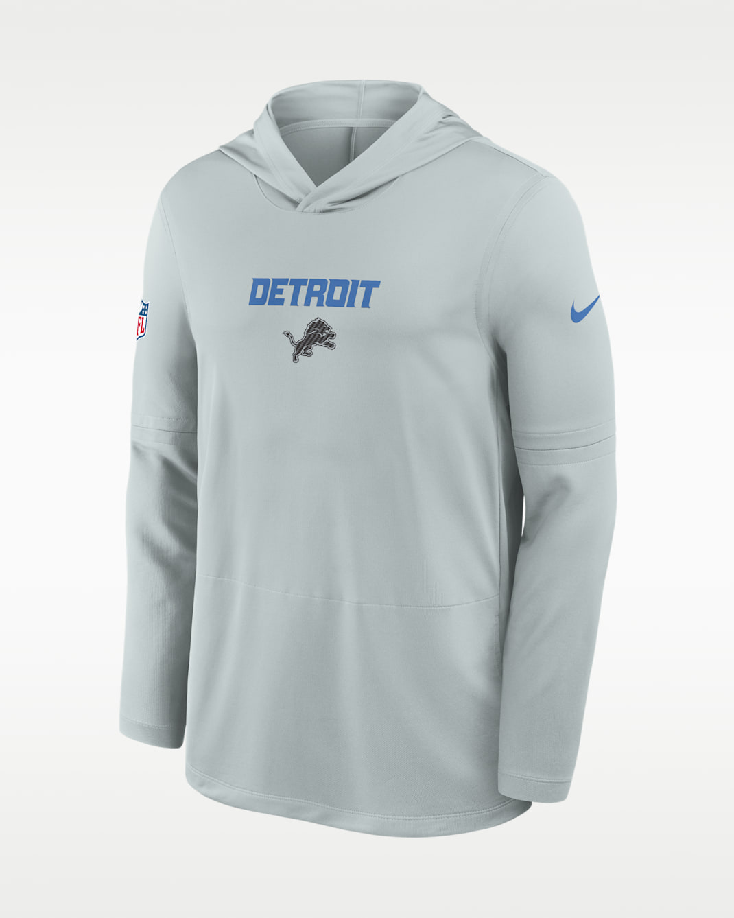 Detroit Lions Rivalries Collection Sideline Men's Nike Dri-FIT NFL Long-Sleeve Hooded Top - Silver