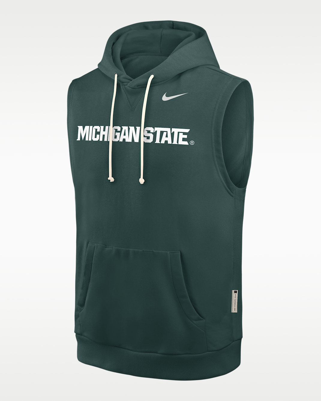 Sudadera universitaria Nike Dri-FIT con gorro, sin cierre y sin mangas para hombre Michigan State Sideline - Verde