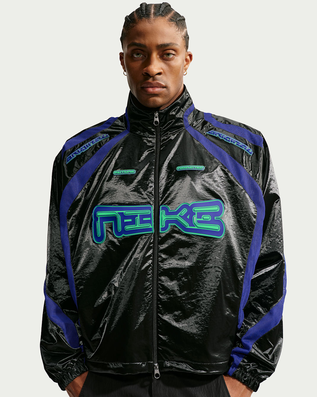 Nike Project F.R.O.G. Men's Woven Flow Track Jacket - Black/Old Royal/Old Royal/Illusion Green