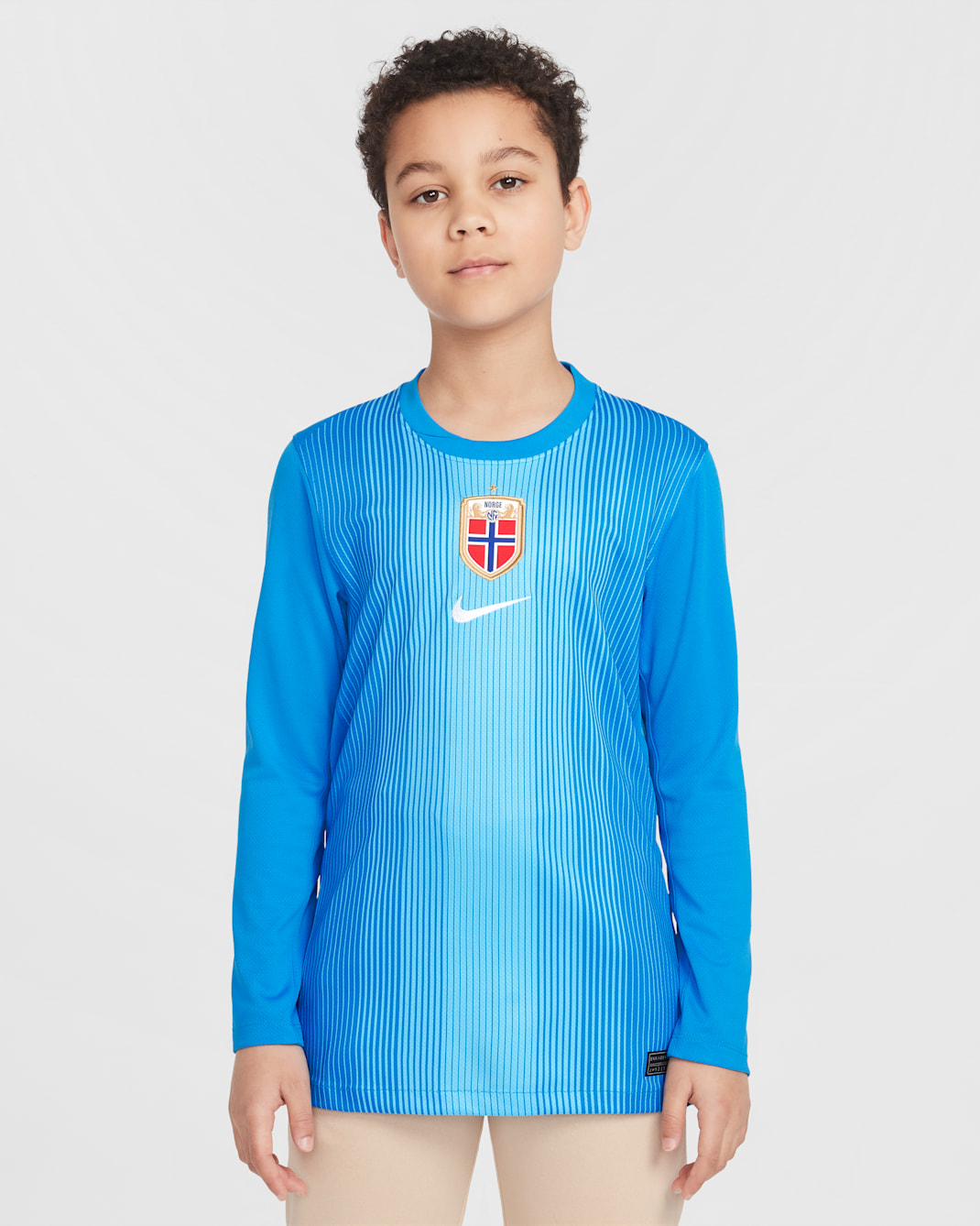 Equipación de portero/a Stadium Noruega 2025/26 Camiseta de fútbol de manga larga Replica Nike Dri-FIT - Niño/a - Photo Blue/Baltic Blue/Blanco