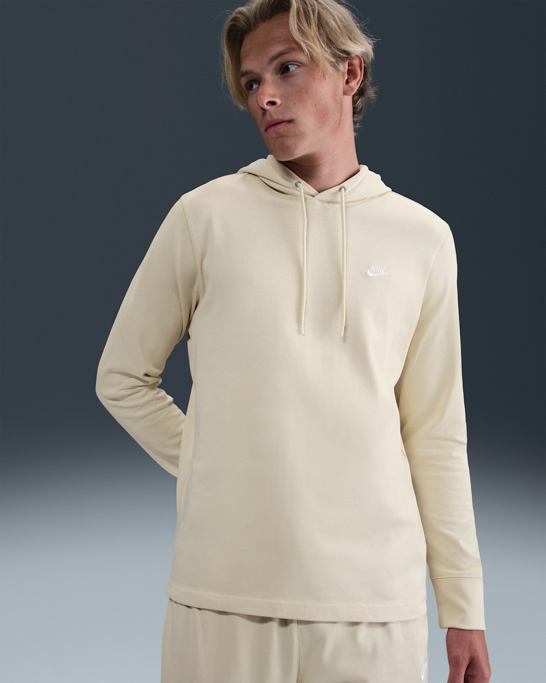 Nike Sportswear Club Men's Knit Pullover Hoodie - Light Khaki/Light Khaki/White