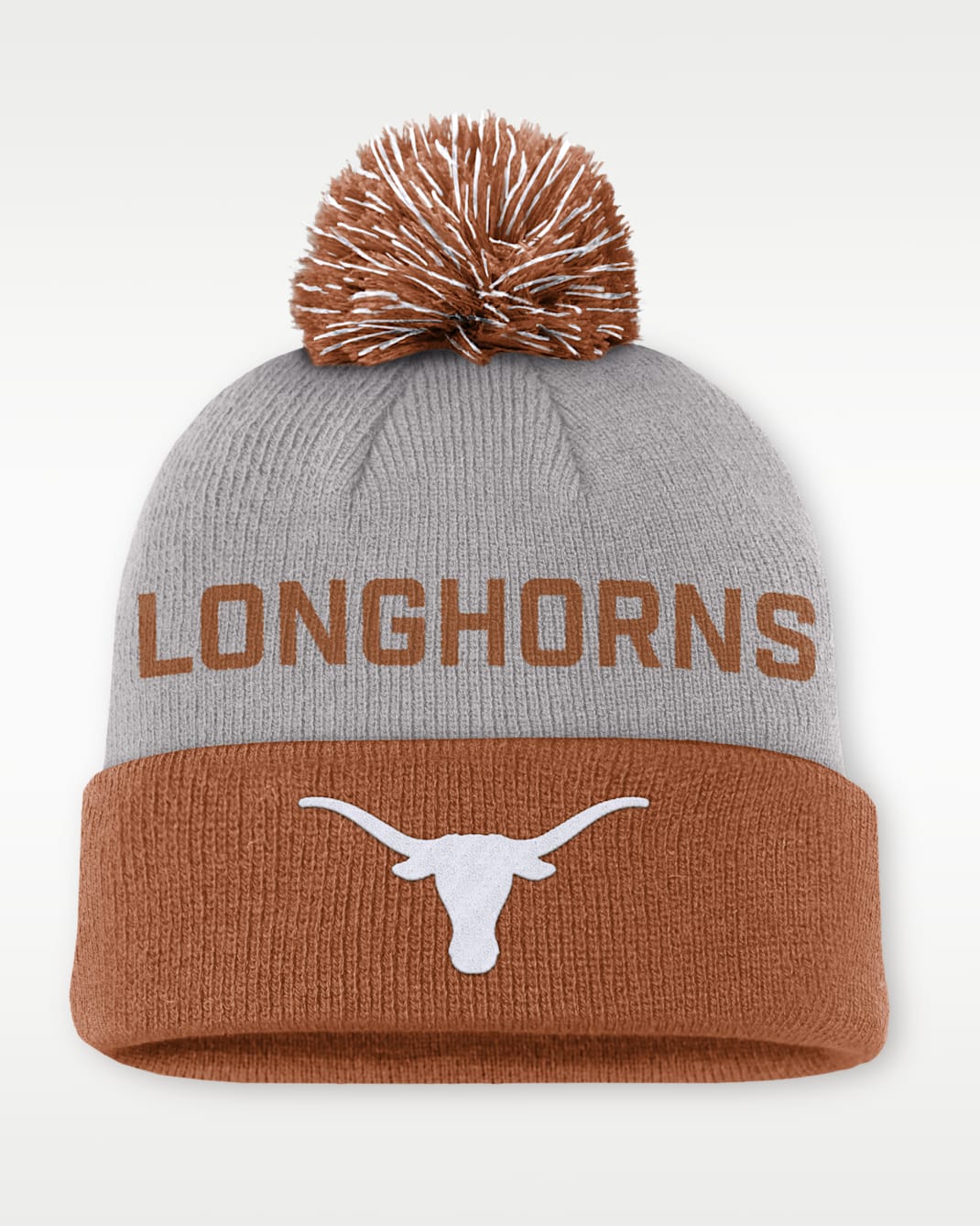 Texas Primetime Peak Men's Nike College Cuffed Pom Beanie - Grey