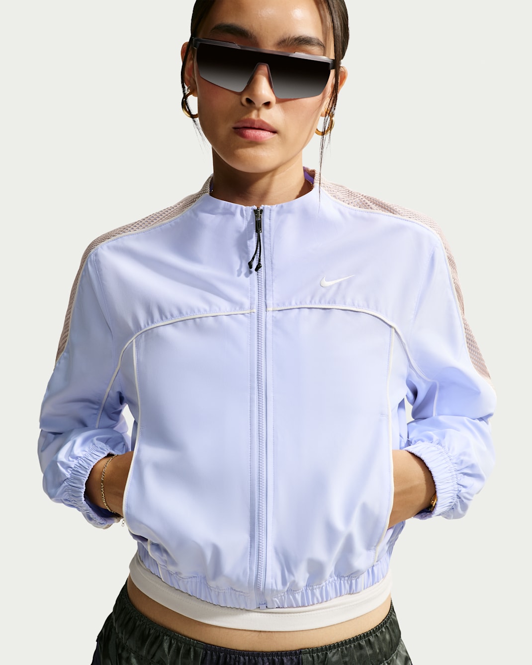 Chamarra de cuello alto para mujer Nike Sportswear - Morado muy pálido/Crema II/Vela