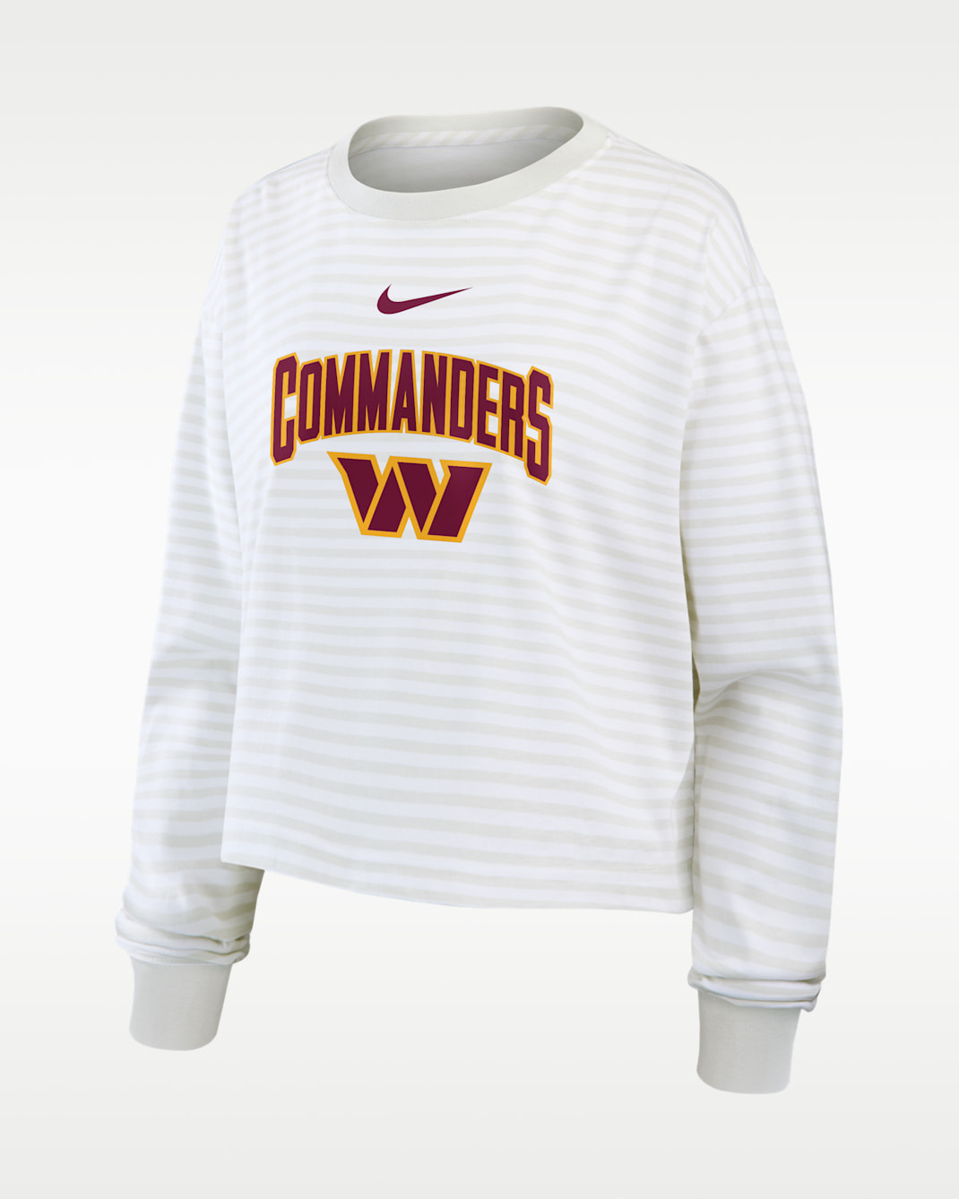 Playera de manga larga cropped Nike para mujer Washington Commanders Primetime - Blanco/Gris