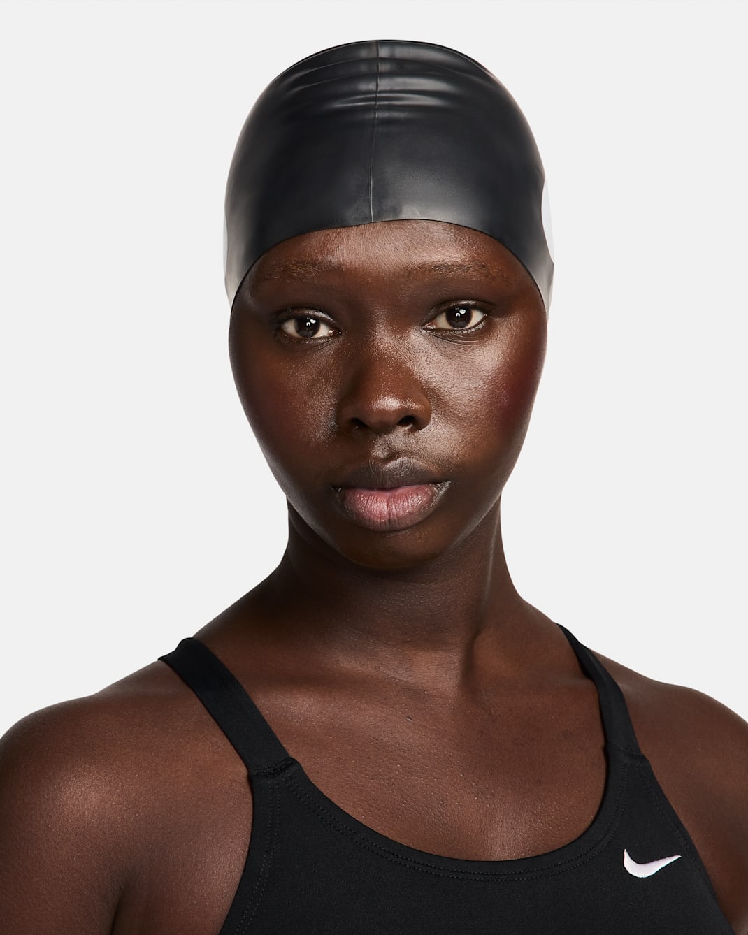 Gorra de natación Nike Swim Big Swoosh - Negro/Blanco