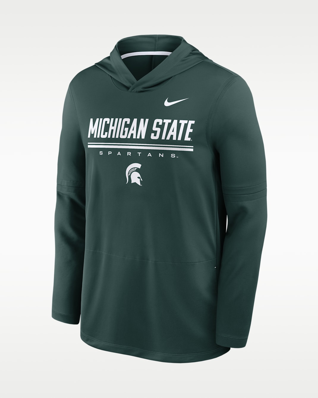Michigan State Sideline Men's Nike Dri-FIT College Long-Sleeve Hooded Top - Pro Green/White