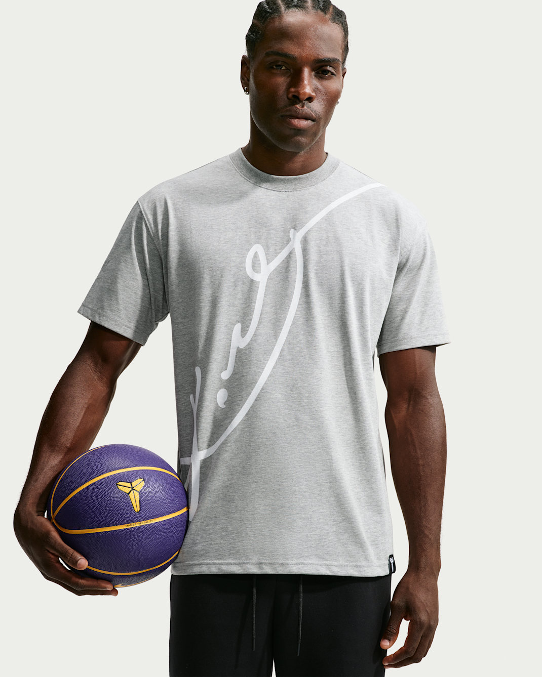 Kobe Men's Dri-FIT Basketball T-Shirt - Dark Grey Heather/White