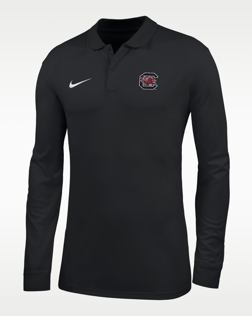 Polo universitario de manga larga Nike Dri-FIT para hombre South Carolina Victory - Negro