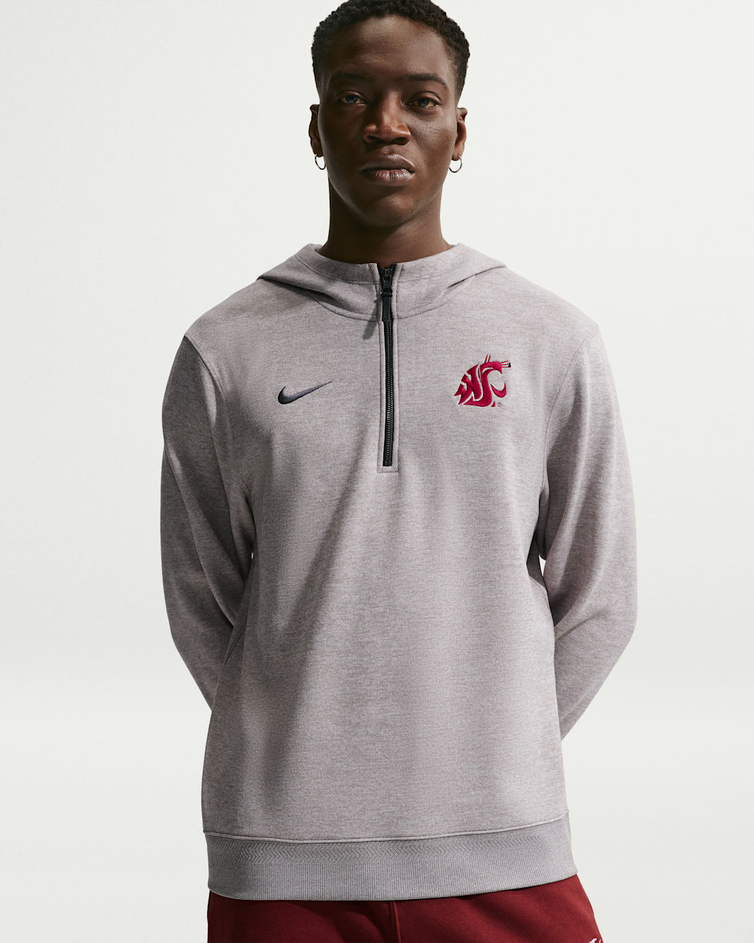 Washington State Cougars Nike NCAA Men's Basketball Coaches' Pullover Hoodie - Medium Grey