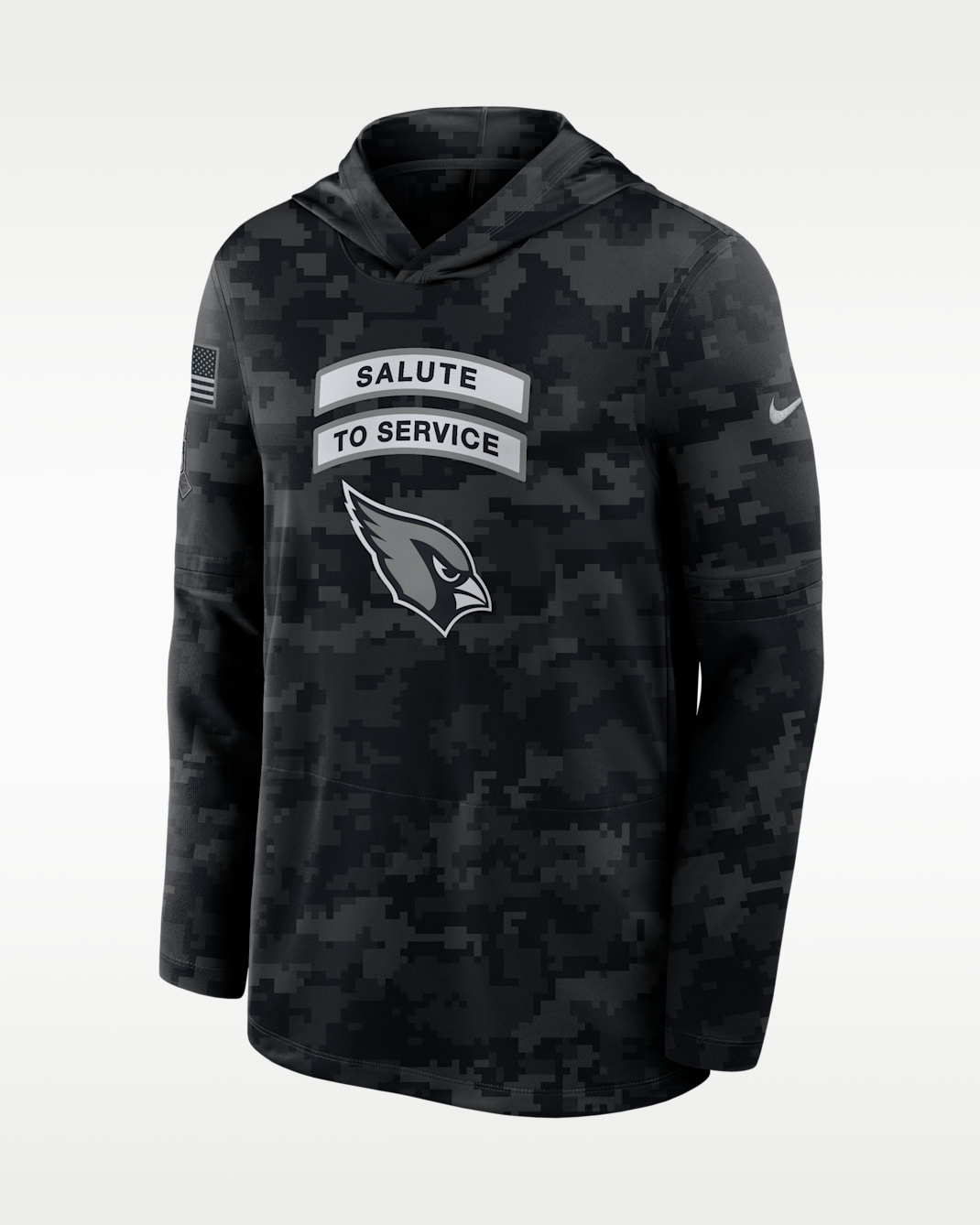 Arizona Cardinals Salute to Service Sideline Men's Nike Dri-FIT NFL Long-Sleeve Hooded Top - Black/Black