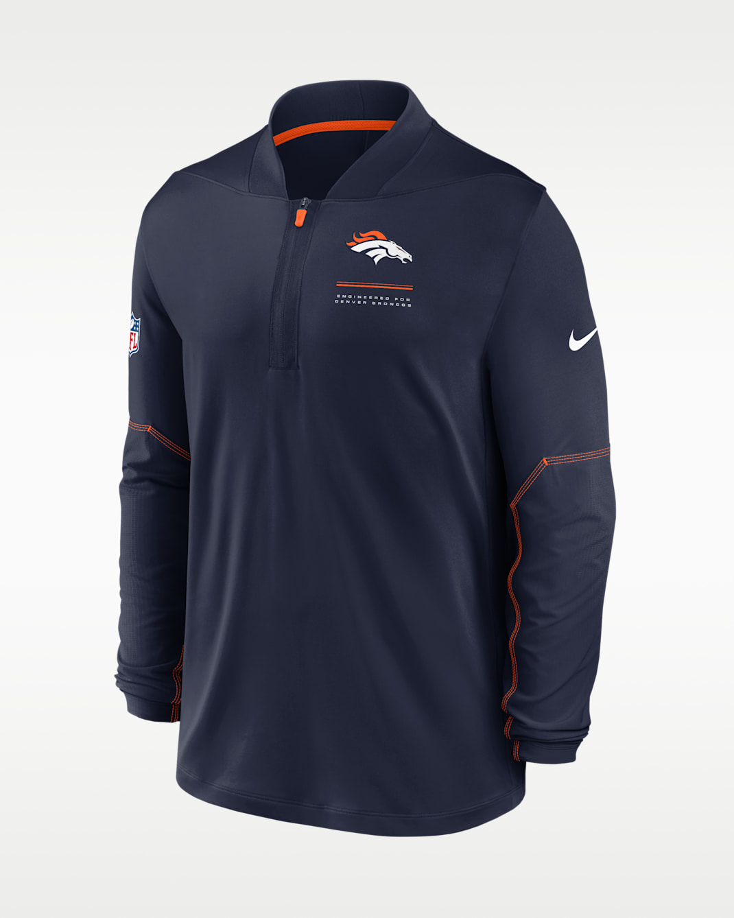 Playera Nike Dri-FIT de la NFL de medio cierre para hombre Denver Broncos Sideline - Azul marino