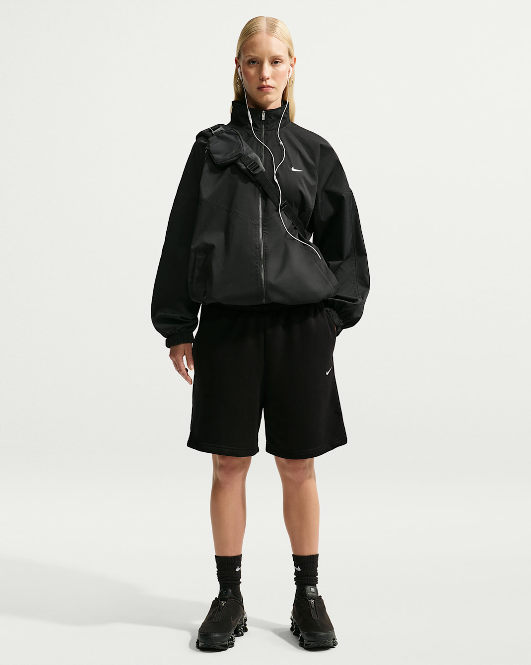 Nike Studio Fleece Medium Weight Women's Oversized High-Rise Shorts - Total Black/Sail