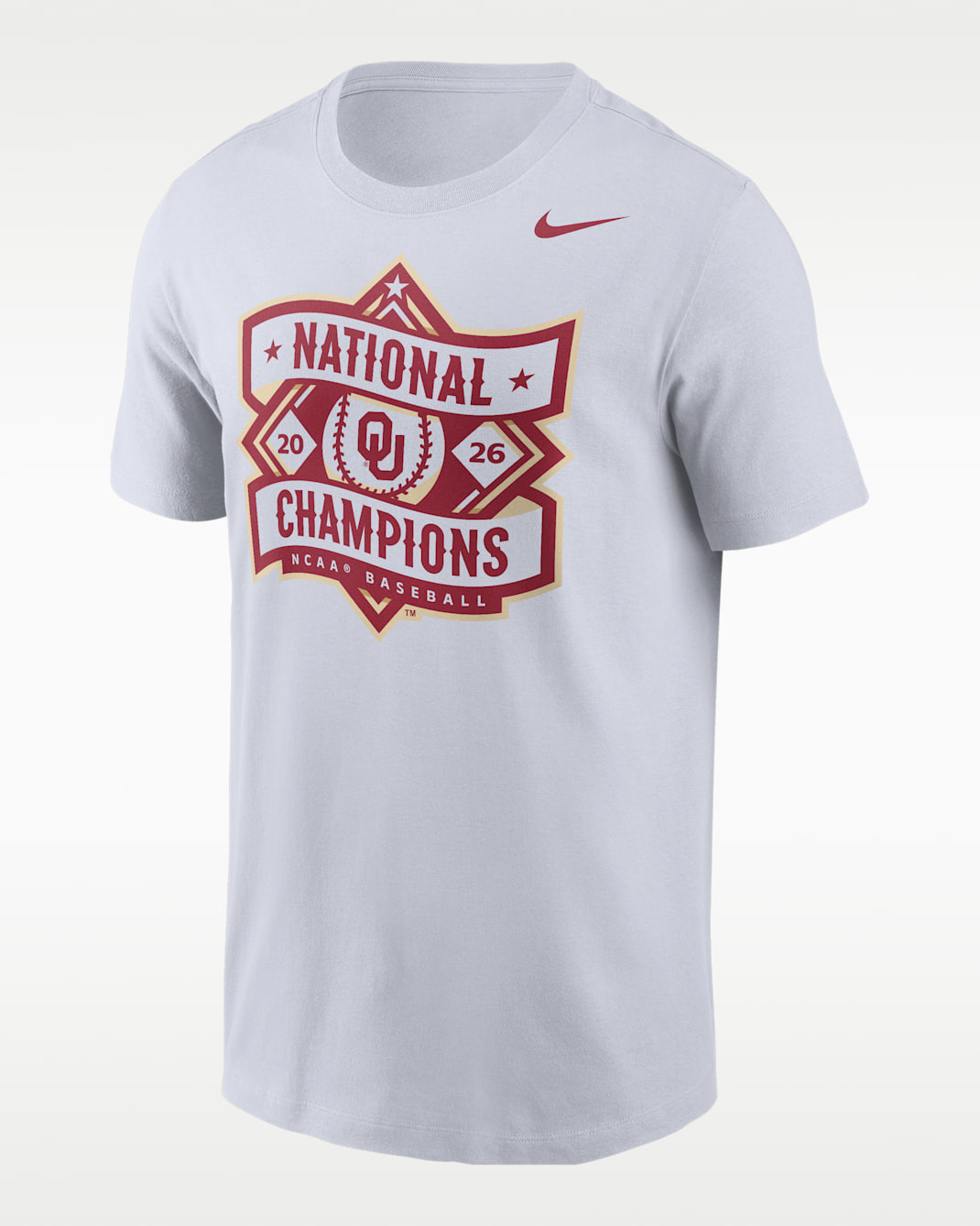 Oklahoma 2026 NCAA Baseball College World Series National Champions Official Logo Men's Nike College T-Shirt - White