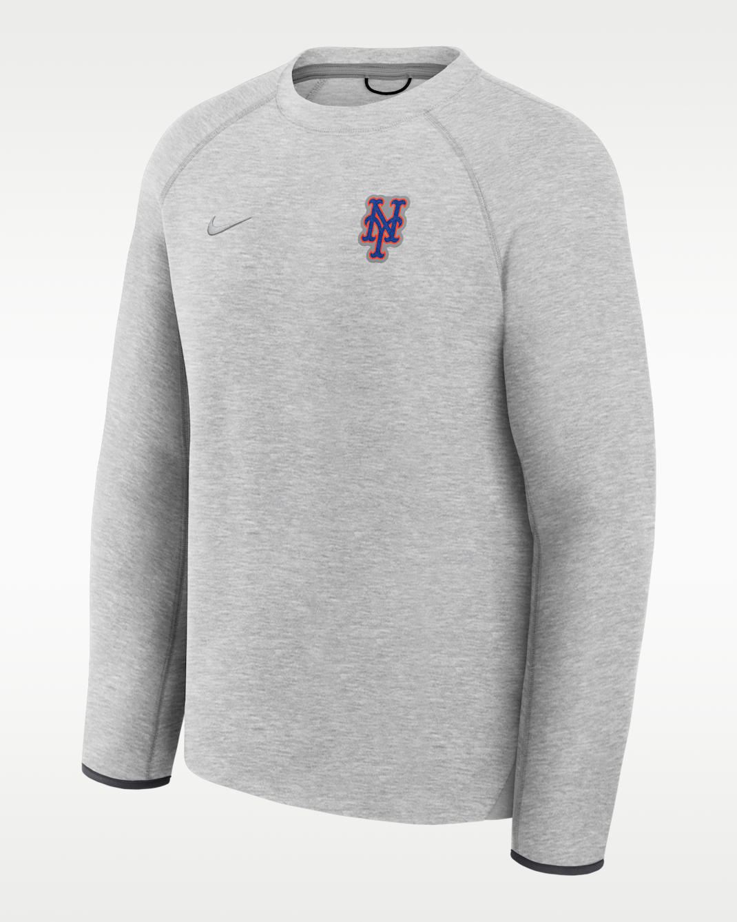 New York Mets Tech Fleece Men's Nike MLB Pullover Crew - Dark Grey Heather