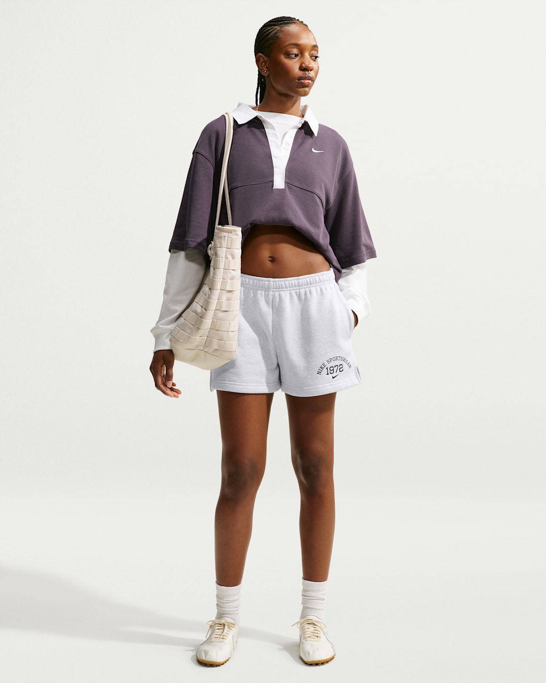 Short Nike Studio Fleece Medium Weight pour femme - Birch Heather