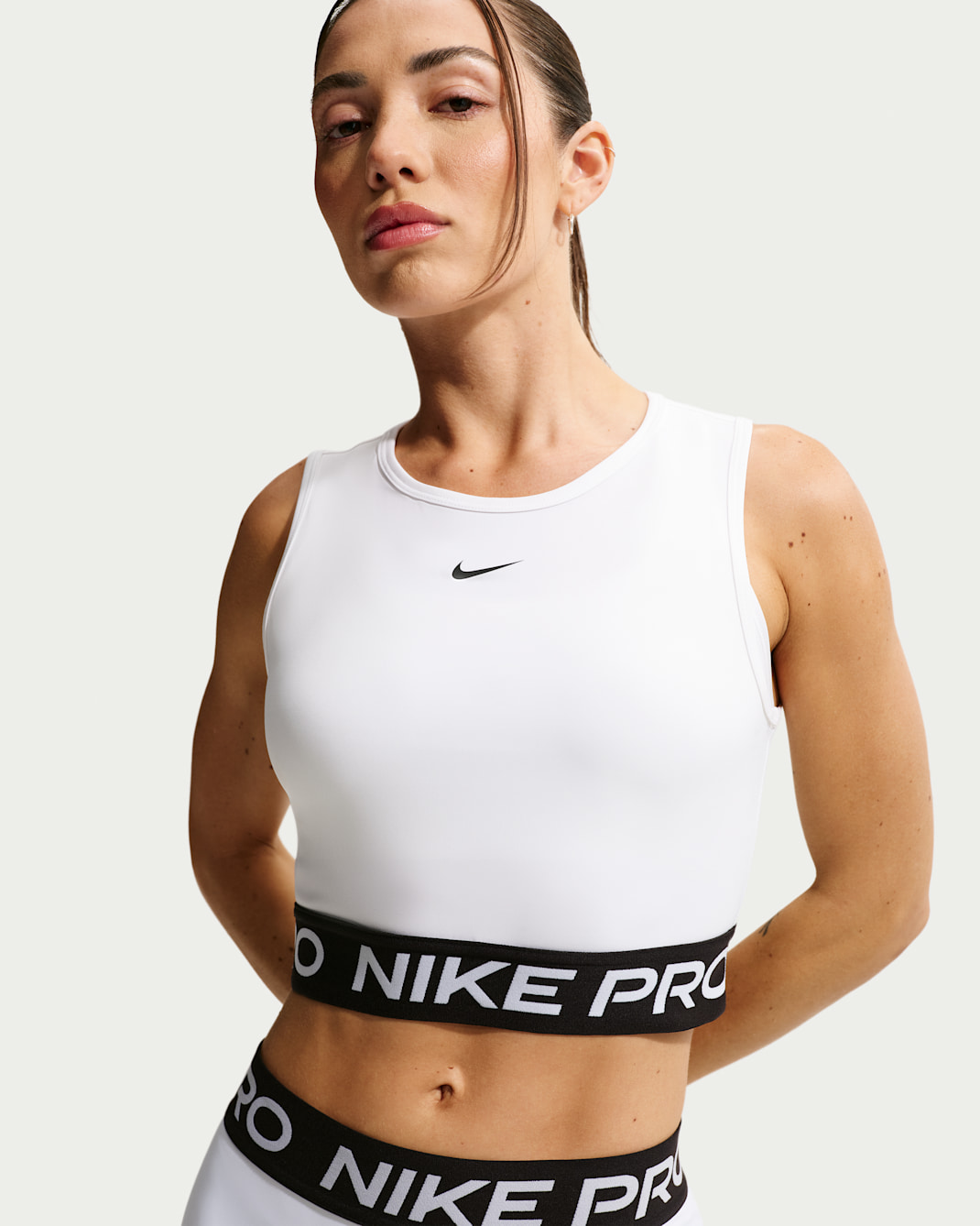 Nike Pro Women's Dri-FIT Cropped Tank Top - White/Black