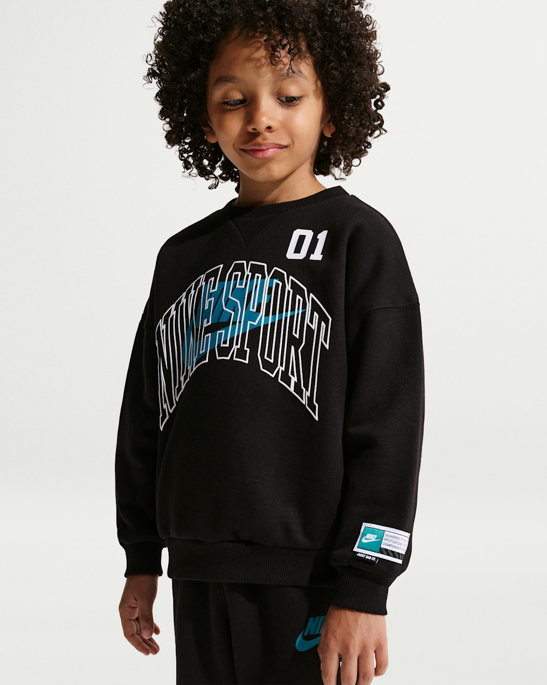 Nike Sportswear Little Kids' Multisport 2-Piece Fleece Crew Set - Black