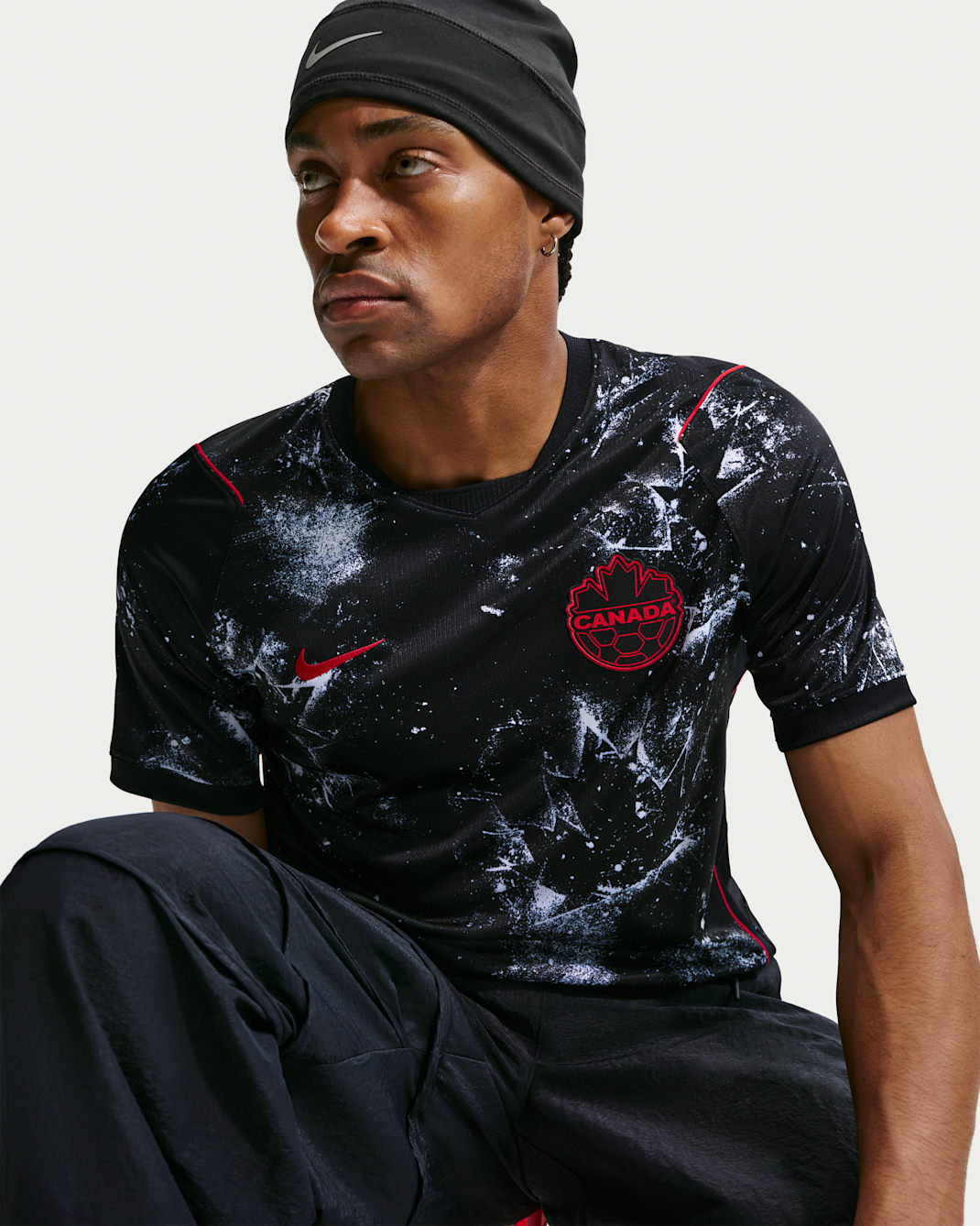 Canada (bortedrakt) Nike Dri-FIT replika fotballtrøye til herre - Svart/Hvit/University Red