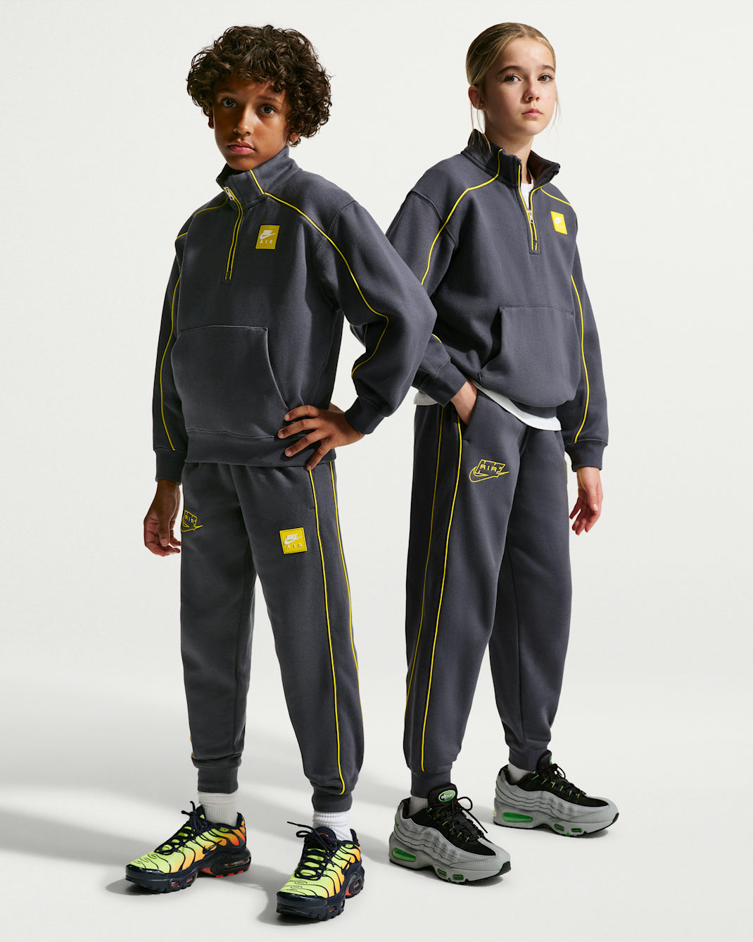 Sweats Nike Air i fleece för ungdom - Gridiron/Opti Yellow/Opti Yellow