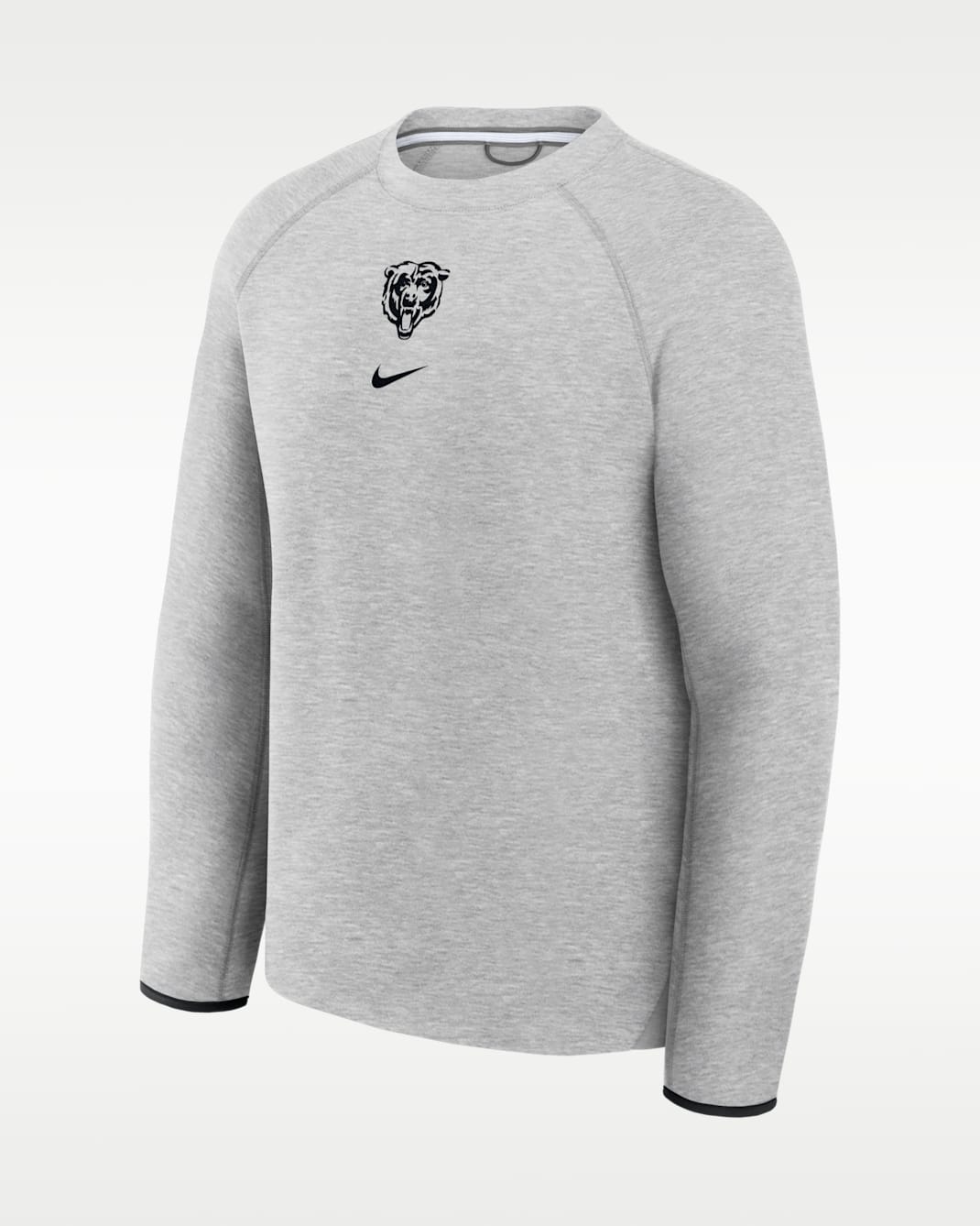 Chicago Bears Tech Fleece Men's Nike NFL Pullover Crew - Grey Heather/Black