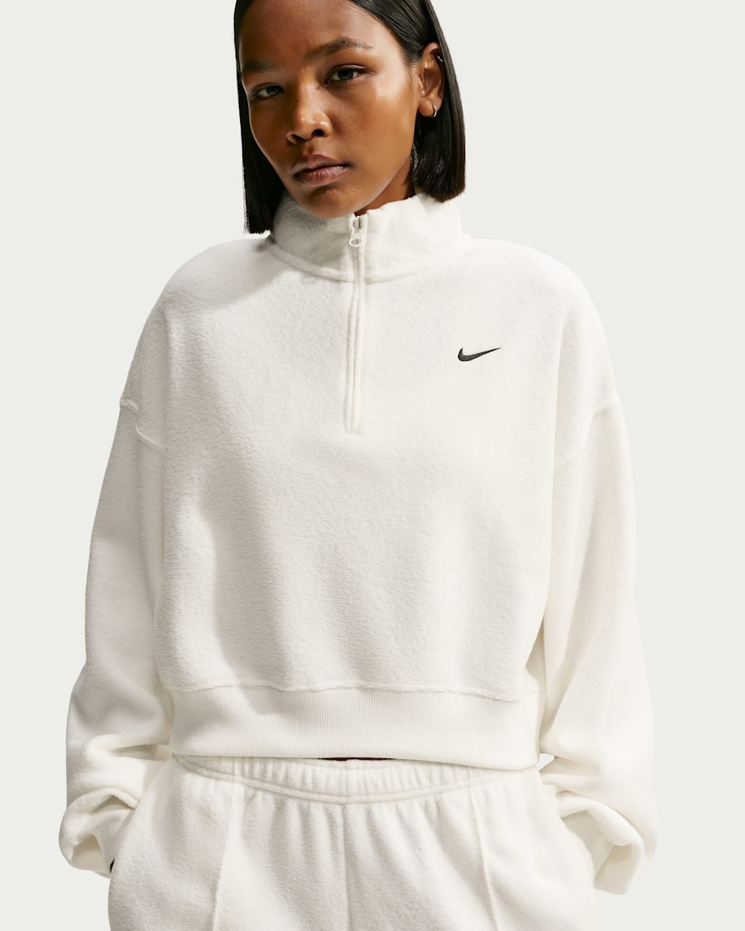 Nike Studio Fleece Plush Women's Oversized 1/4-Zip Cropped Top